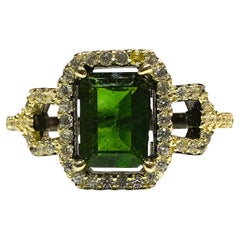 New 1.3 Carat Emerald & Diamond Cut Sapphire 24K Gold & Oxi Pl Sterling Ring