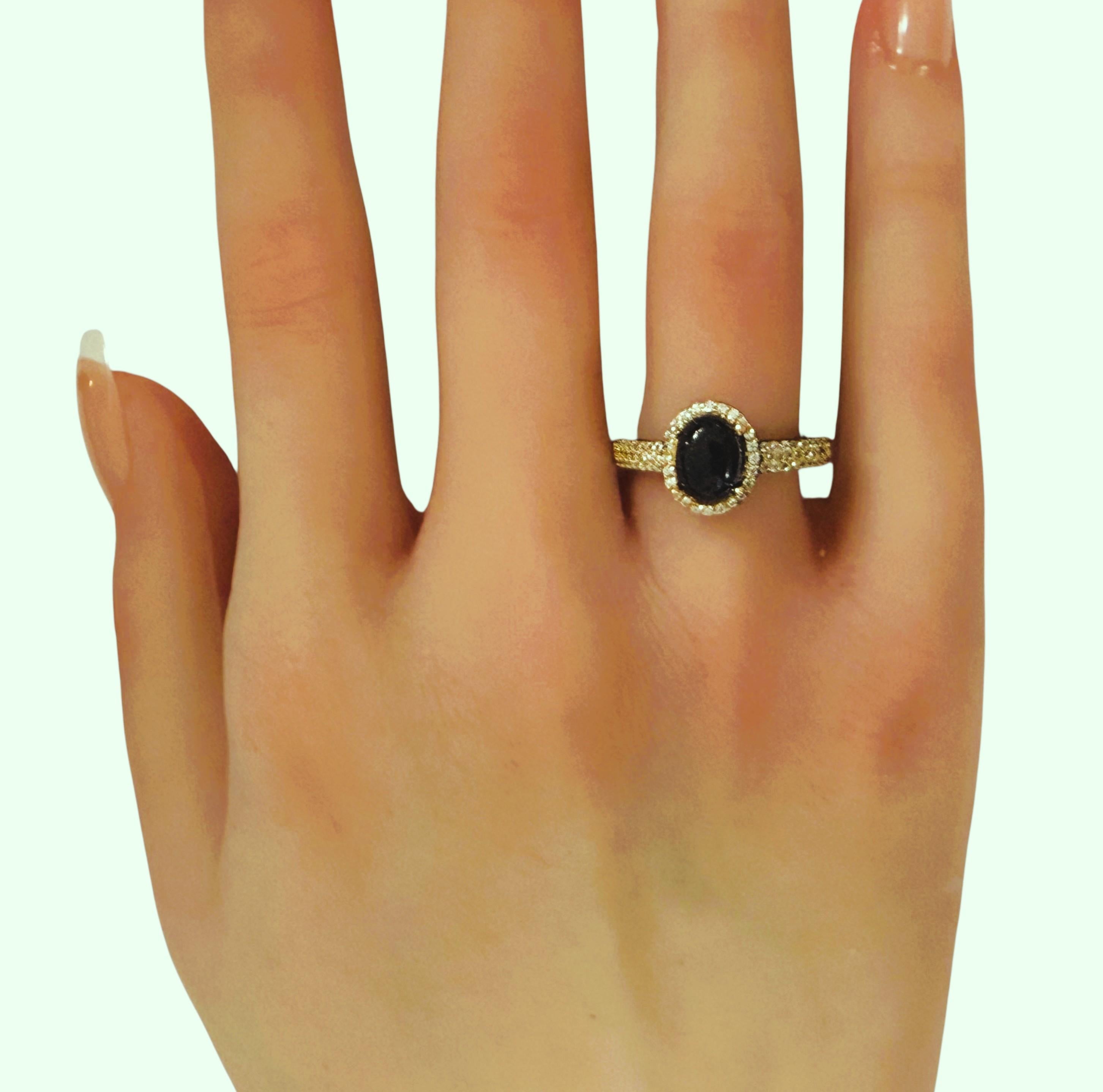 New 1,3 Karat Saphir & Diamantschliff Saphir Gold & Oxi Pl Sterling Silber Ring im Angebot 3