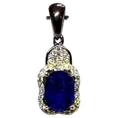 Nuevo collar de plata de ley con zafiro y corte de diamante de 1,3 quilates y Oxi Pl