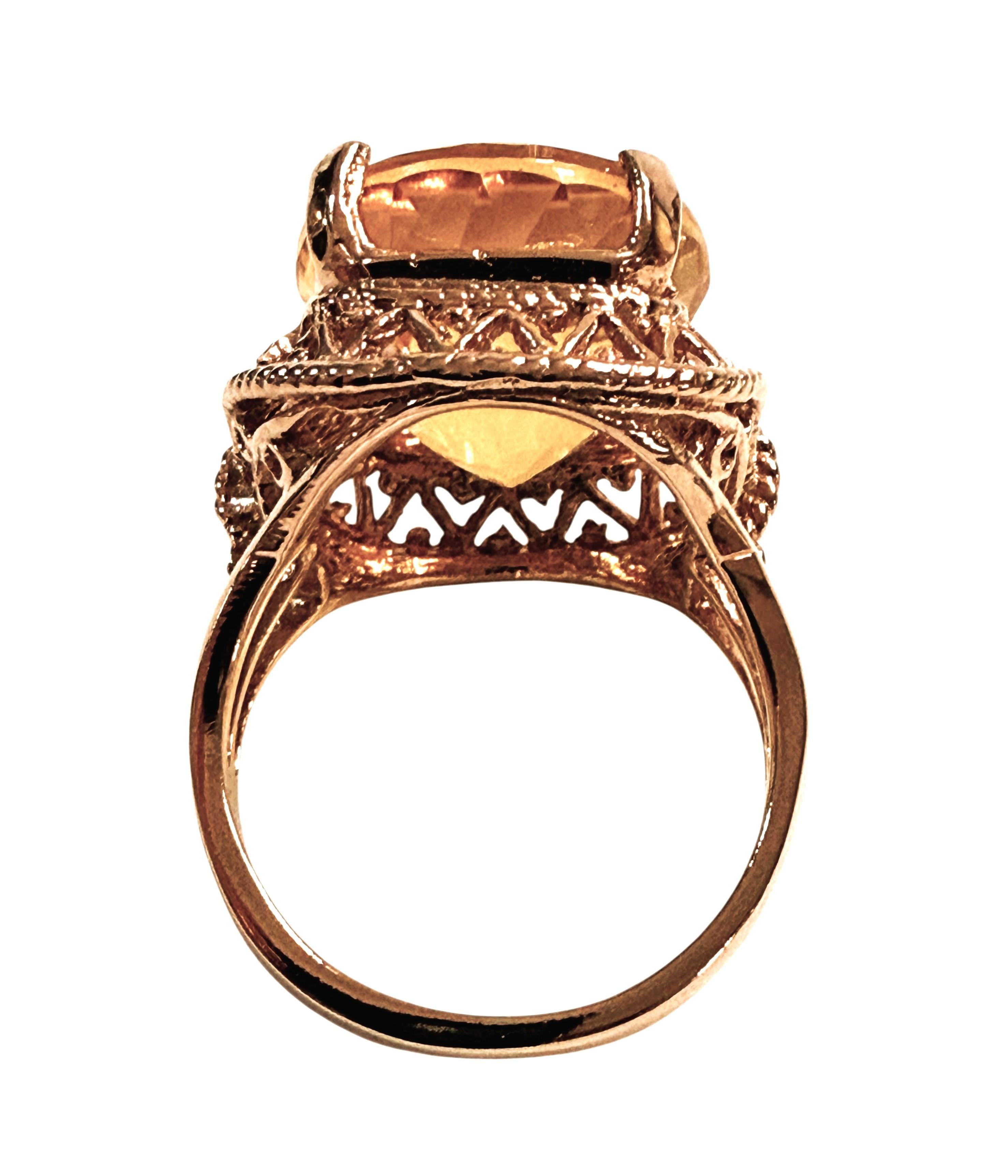 Nuevo Anillo de oro rosa PL de ley con citrino de 13,20 quilates y diamantes cortados con láser Corte oval en venta