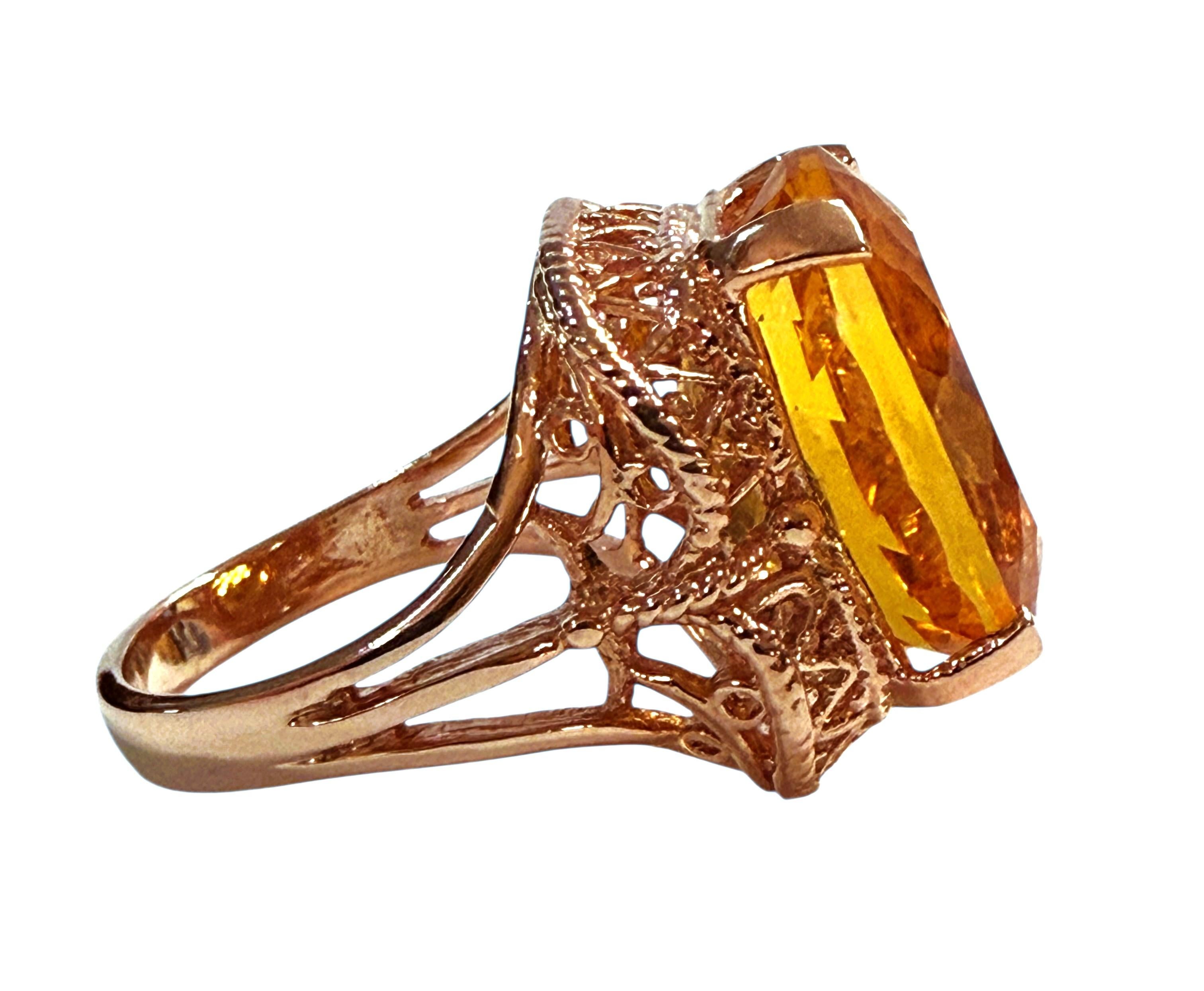 Nuevo Anillo de oro rosa PL de ley con citrino de 13,20 quilates y diamantes cortados con láser en Excelente estado para la venta en Eagan, MN