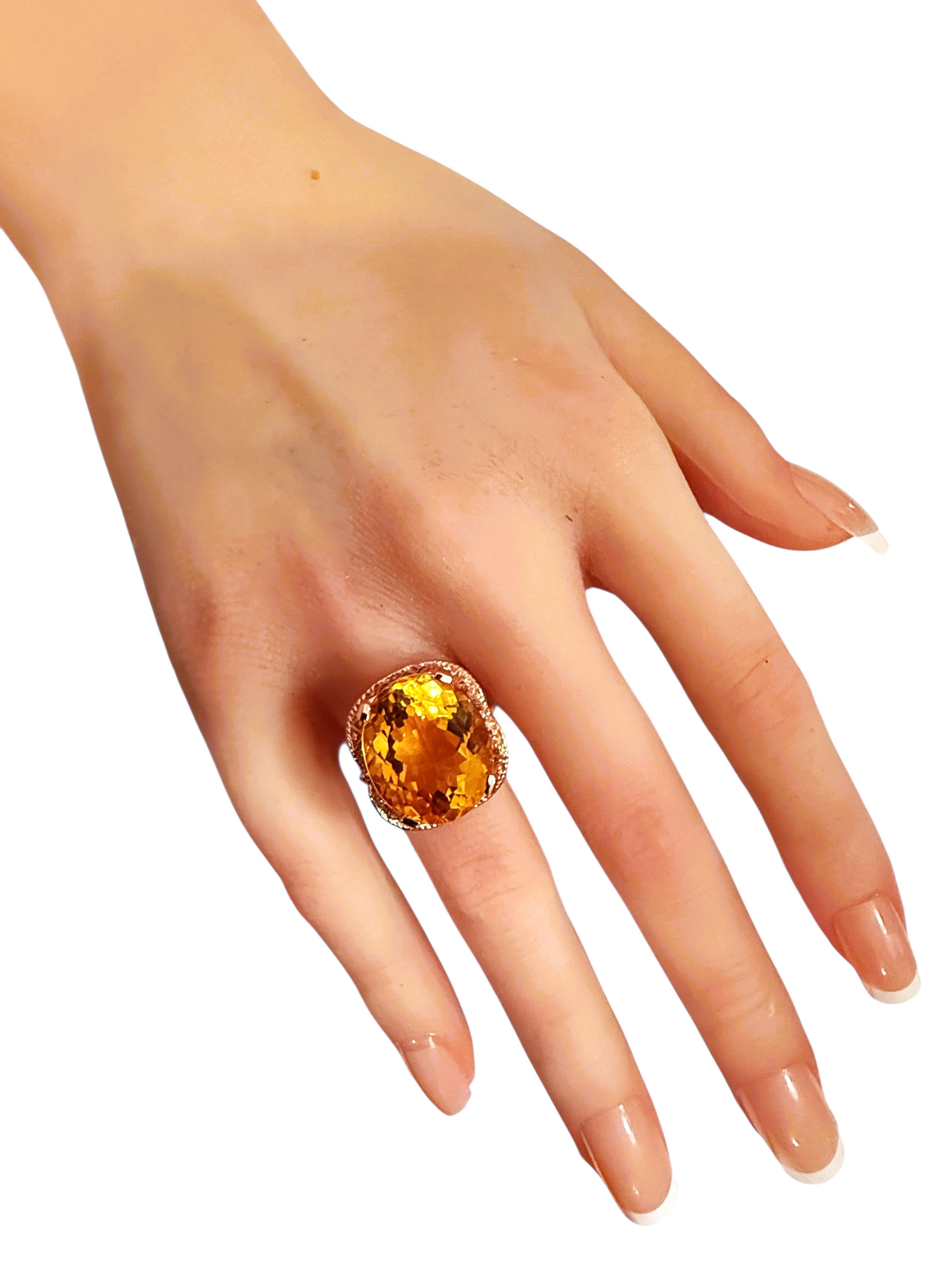 De las mujeres Nuevo Anillo de oro rosa PL de ley con citrino de 13,20 quilates y diamantes cortados con láser en venta