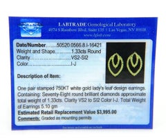 New 1.33ctw Diamond Concentric Open Leaf Design Earrings in 18kt White Gold