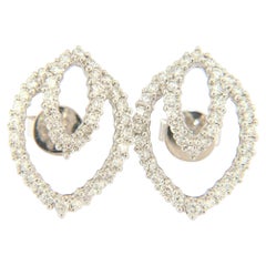 New 1.33ctw Diamond Concentric Open Leaf Design Earrings in 18kt White Gold