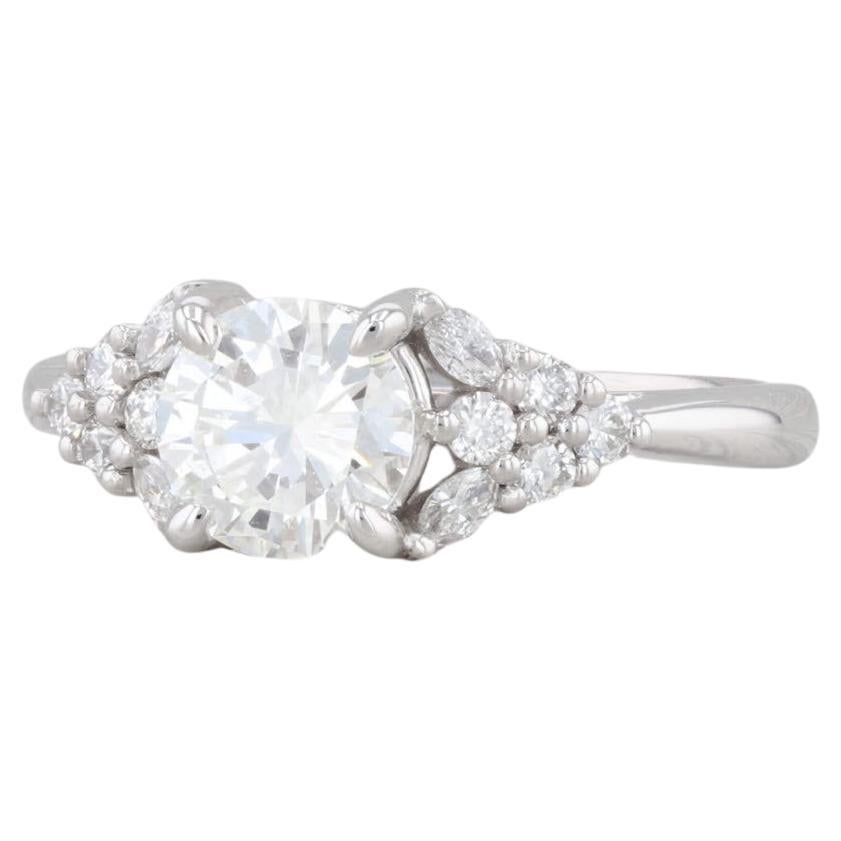 New 1.33ctw Round Diamond Engagement Ring 14k White Gold Size 6.5 GIA