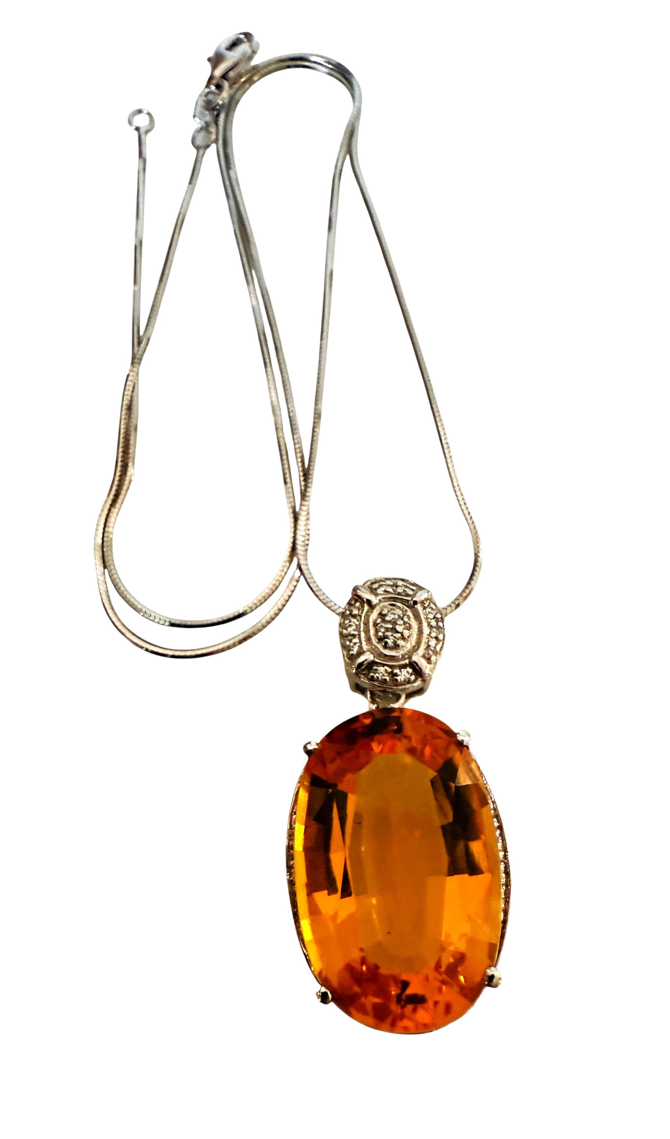 New 13.70 Carat Citrine & Diamond Cut Sapphire Necklace 18