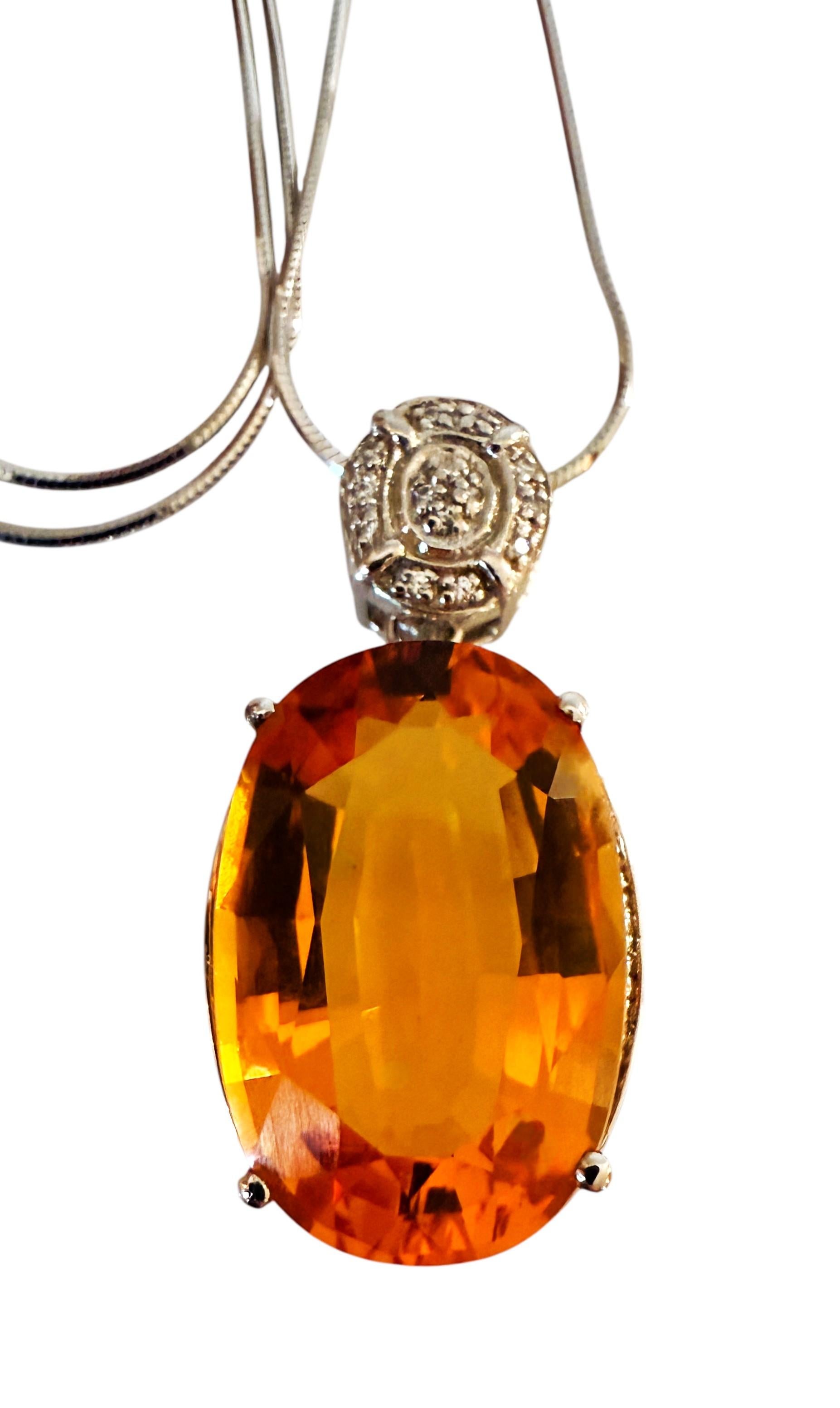 New 13.70 Carat Citrine & Diamond Cut Sapphire Necklace 18