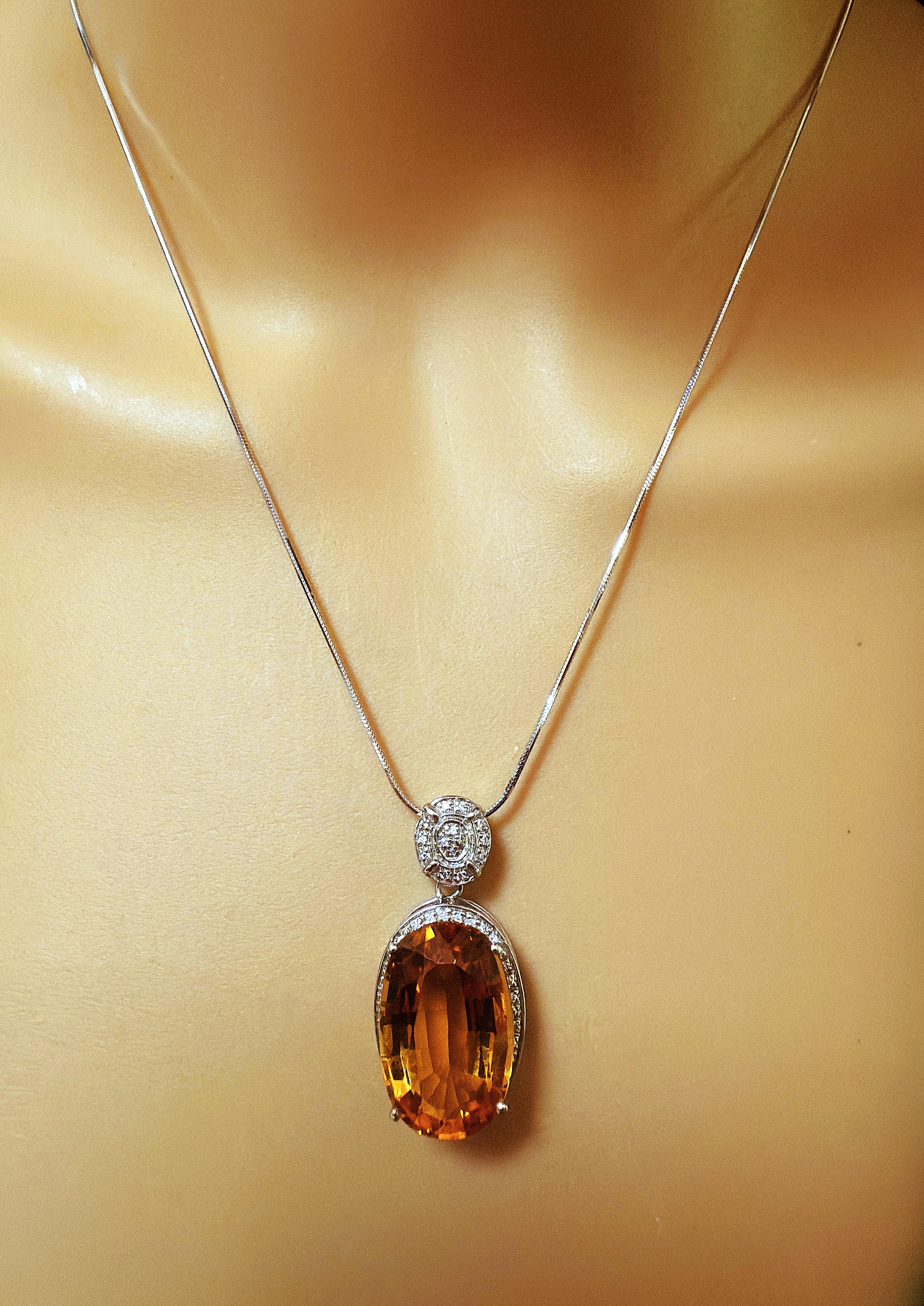 New 13.70 Carat Citrine & Diamond Cut Sapphire Necklace 18