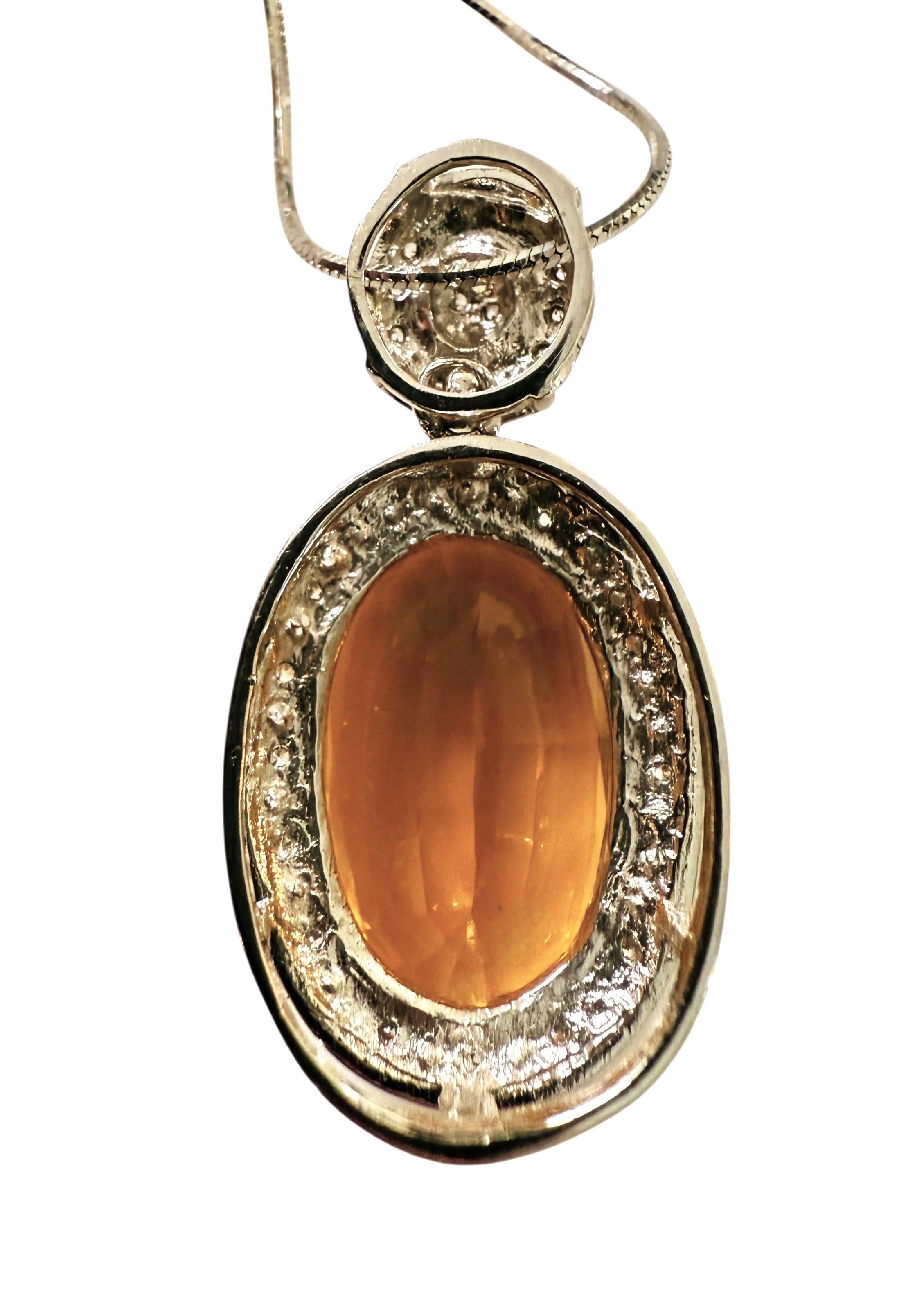 Women's New 13.70 Carat Citrine & Diamond Cut Sapphire Necklace 18