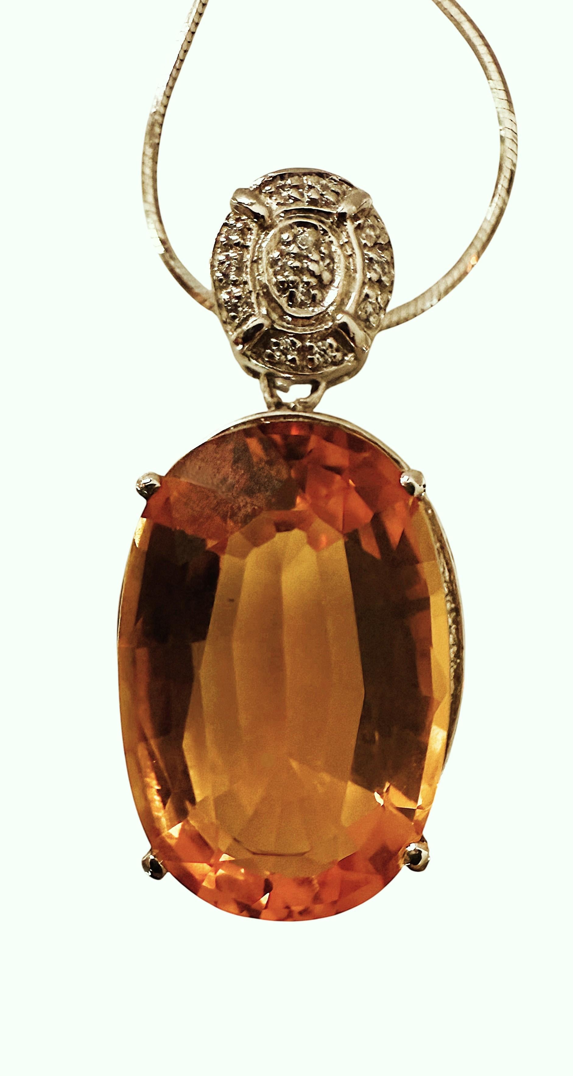 New 13.70 Carat Citrine & Diamond Cut Sapphire Necklace 18