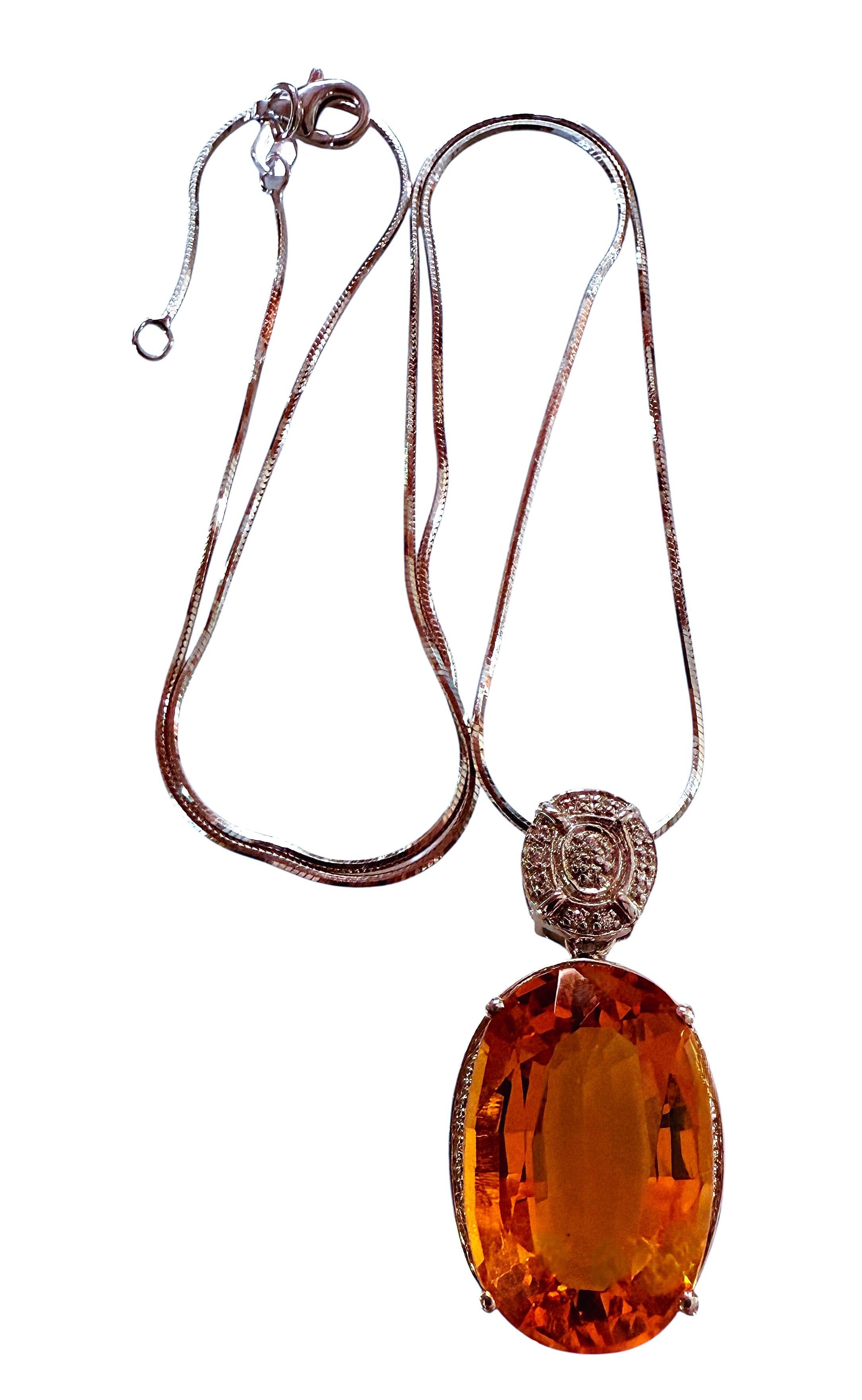 New 13.70 Carat Citrine & Diamond Cut Sapphire Necklace 18