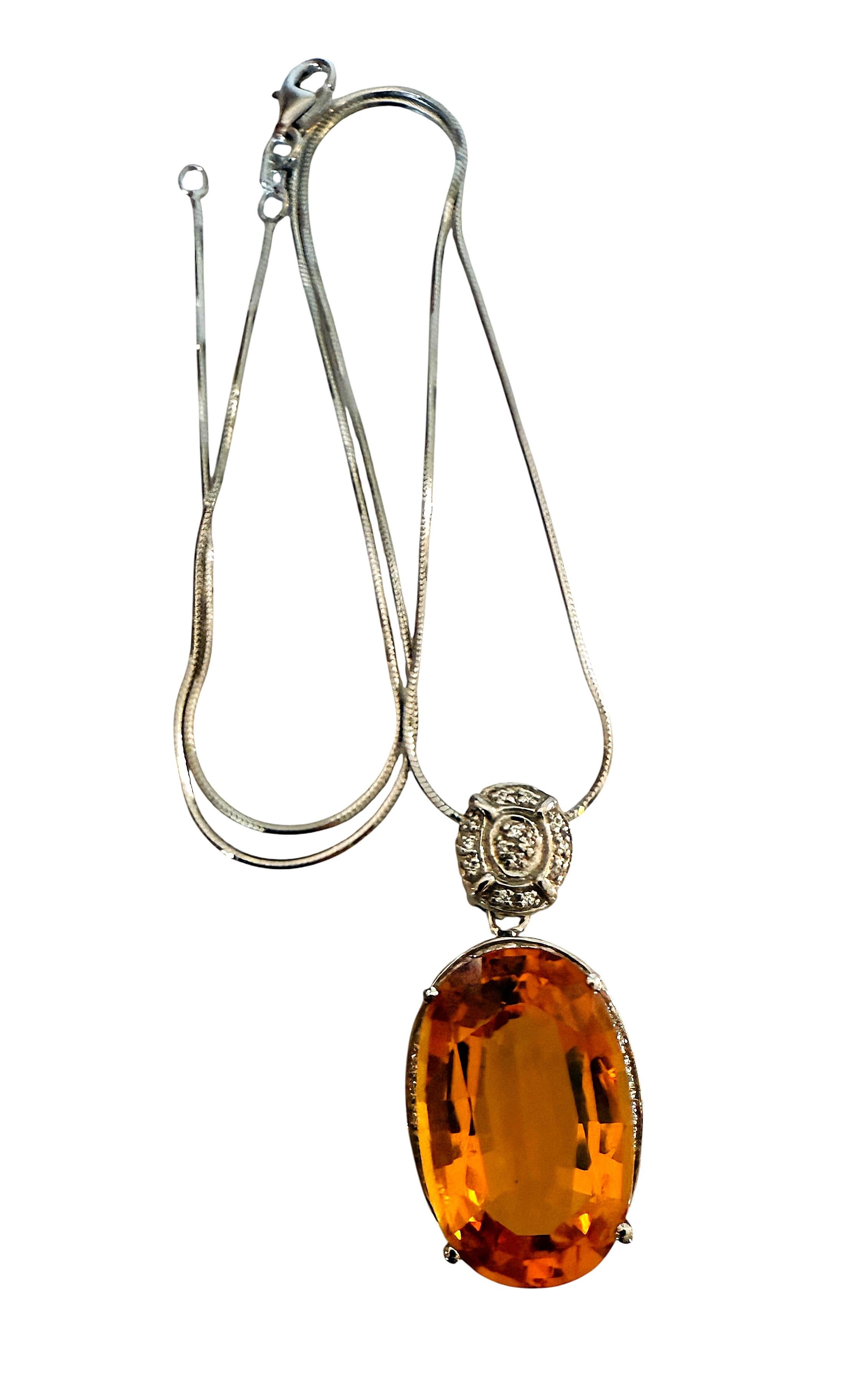 New 13.70 Carat Citrine & Diamond Cut Sapphire Necklace 18