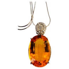 New 13.70 Carat Citrine & Diamond Cut Sapphire Necklace 18"