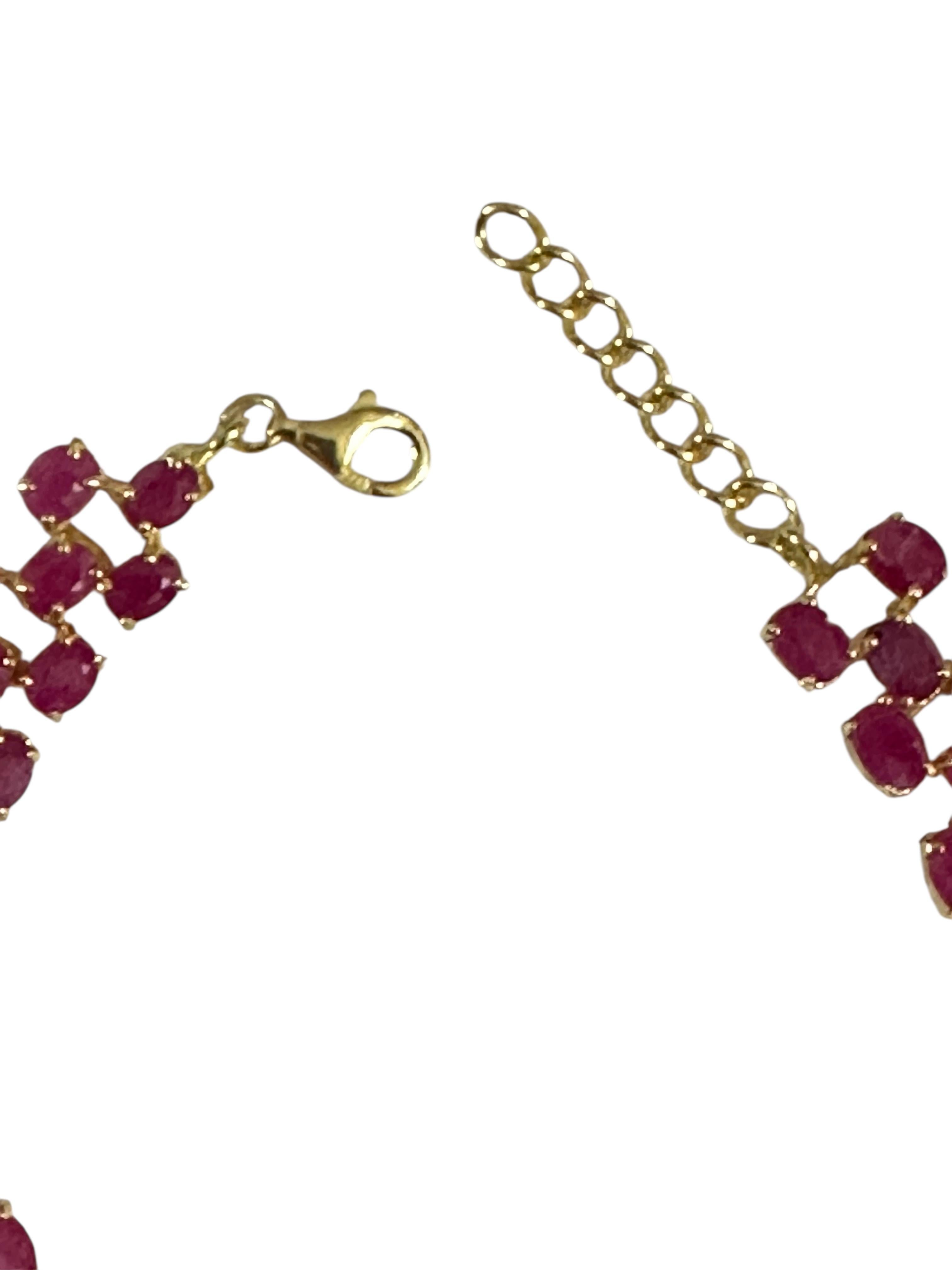 Taglio ovale Nuovo bracciale in oro 14K e argento A. Silver da 13,86 carati 66 rubini in vendita