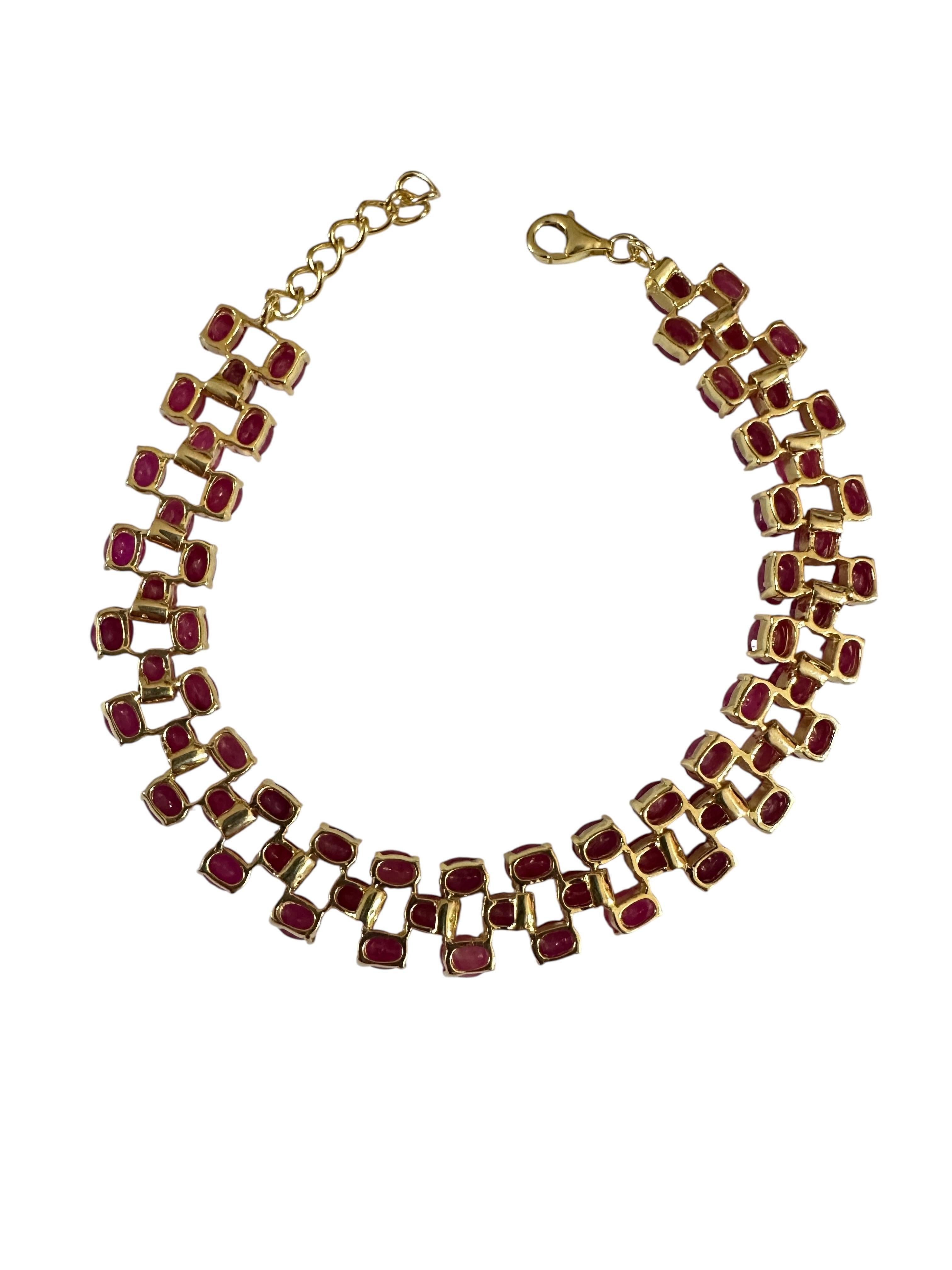 Nuovo bracciale in oro 14K e argento A. Silver da 13,86 carati 66 rubini In condizioni Nuovo in vendita a Eagan, MN