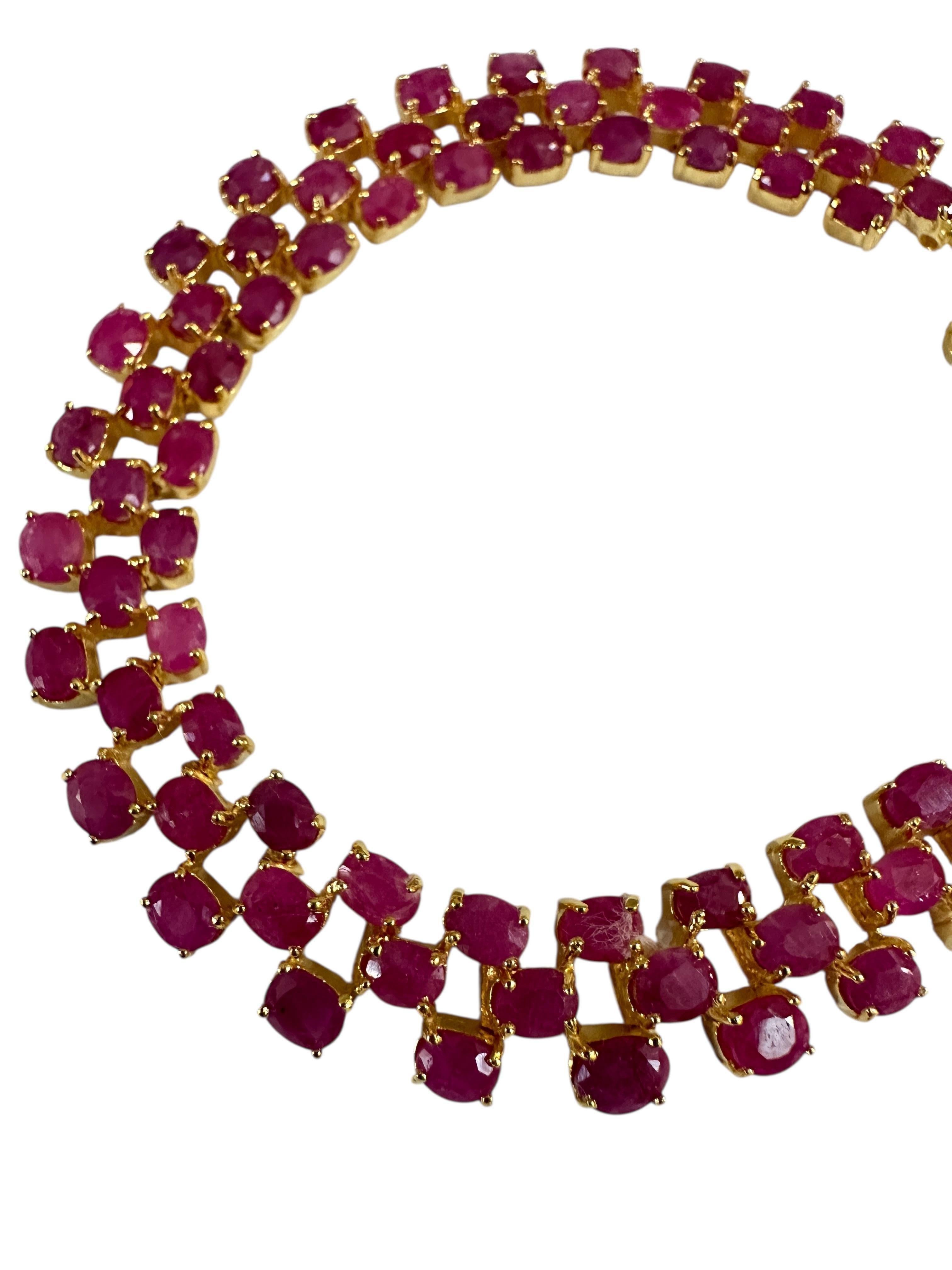 Donna Nuovo bracciale in oro 14K e argento A. Silver da 13,86 carati 66 rubini in vendita