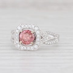 Nuevo 1.38ctw Pink White Diamond Halo Ring 14k White Gold Size 7 Engagement GIA