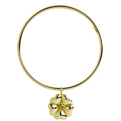 24 Karat Rose Gold Vermeil Blossom Dangle Bangle Bracelet