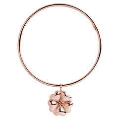 24 Karat Rose Gold Vermeil Blossom Dangle Bangle Bracelet