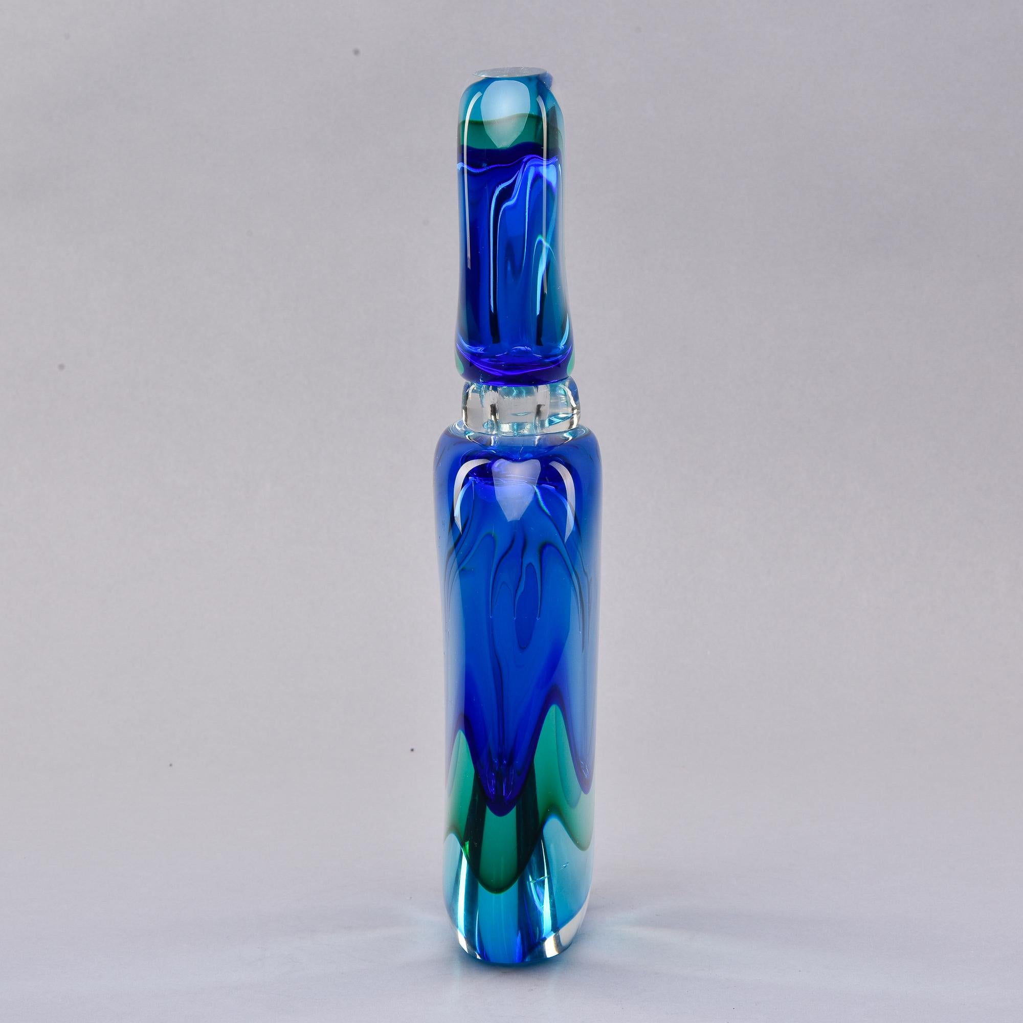New 14” Tall Murano Glass Sommerso Blue and Green Perfume Bottle In New Condition In Troy, MI