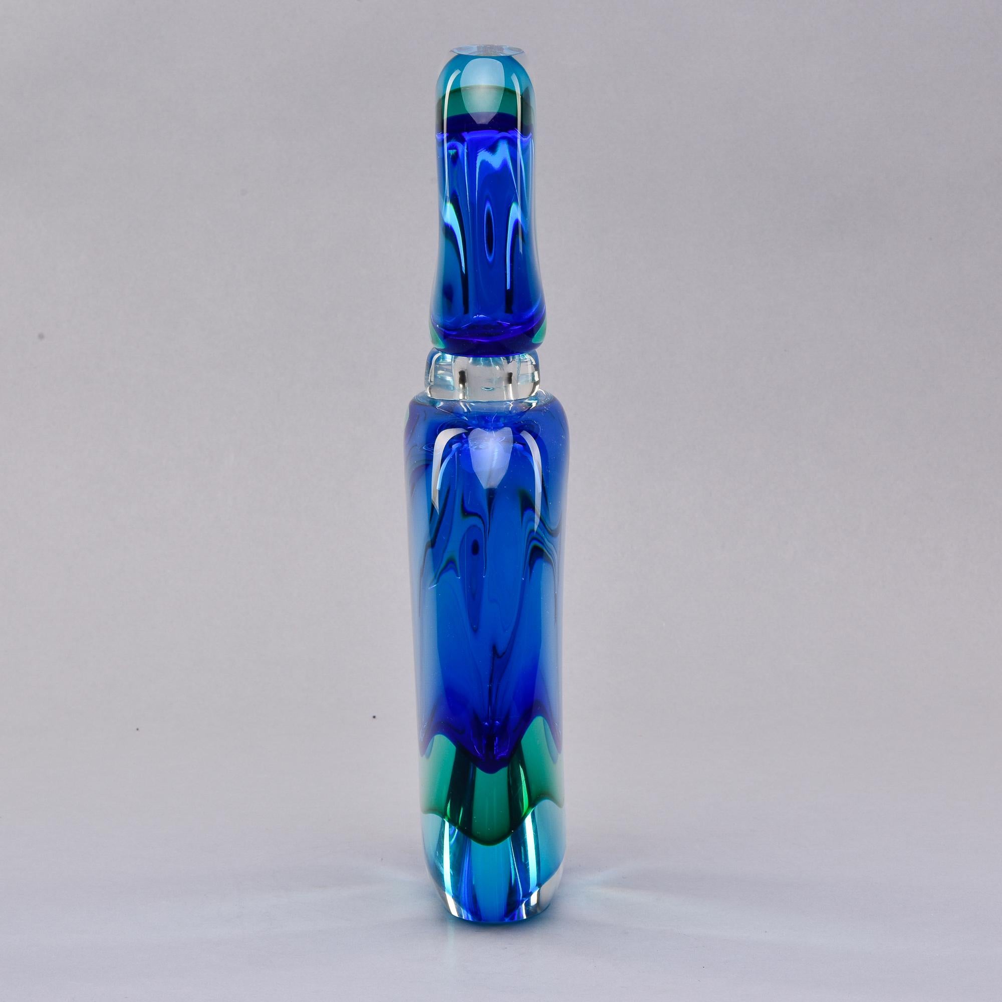 New 14” Tall Murano Glass Sommerso Blue and Green Perfume Bottle 2