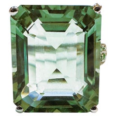 New 14.2 Pale Green Paraiba Tourmaline& Diamond Cut Sapphire Sterling Ring