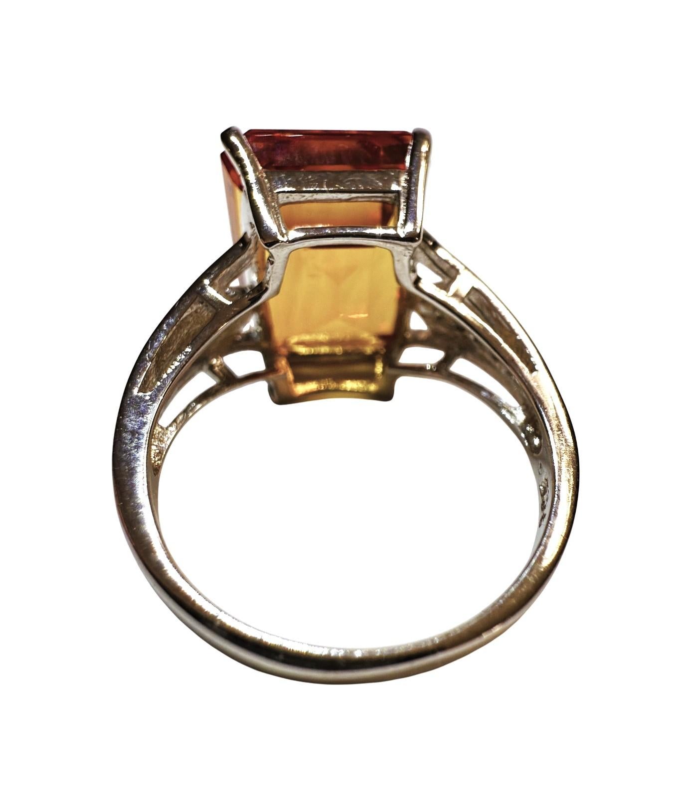 New 14.35 Carat Sunset Sapphire & Diamond Cut Sapphire Sterling Ring en vente 3