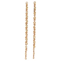 New 1.43ctw Diamond Double Row Bezel Set Dangle Earrings in 14K Yellow Gold