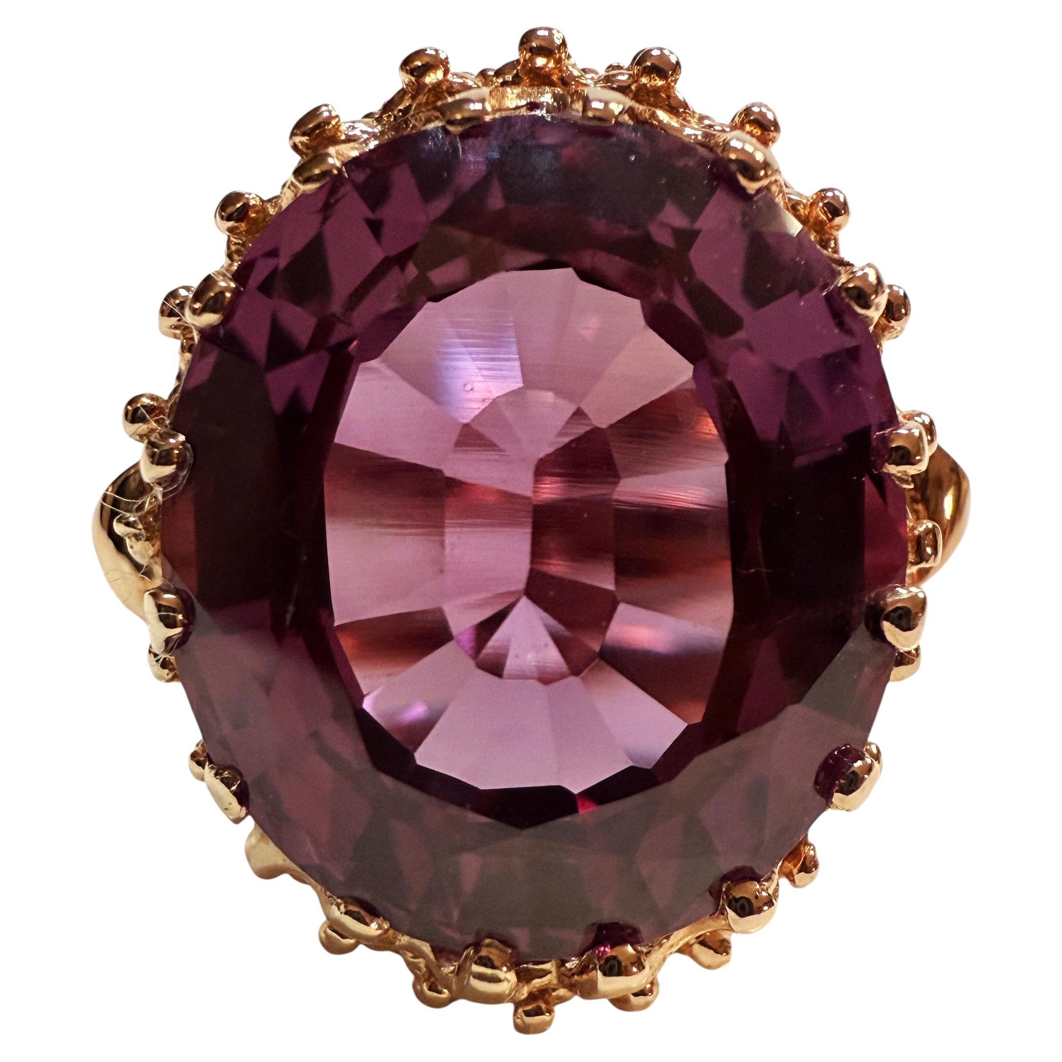 New 14,55 Carat Color Chg Sapphire in Diamond Crown Setting R Gold Sterling Ring