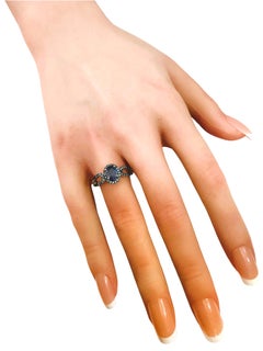 Nuovo anello con kianite blu da 1,46 carati e zaffiro blu tagliato a diamante, misura 7,5