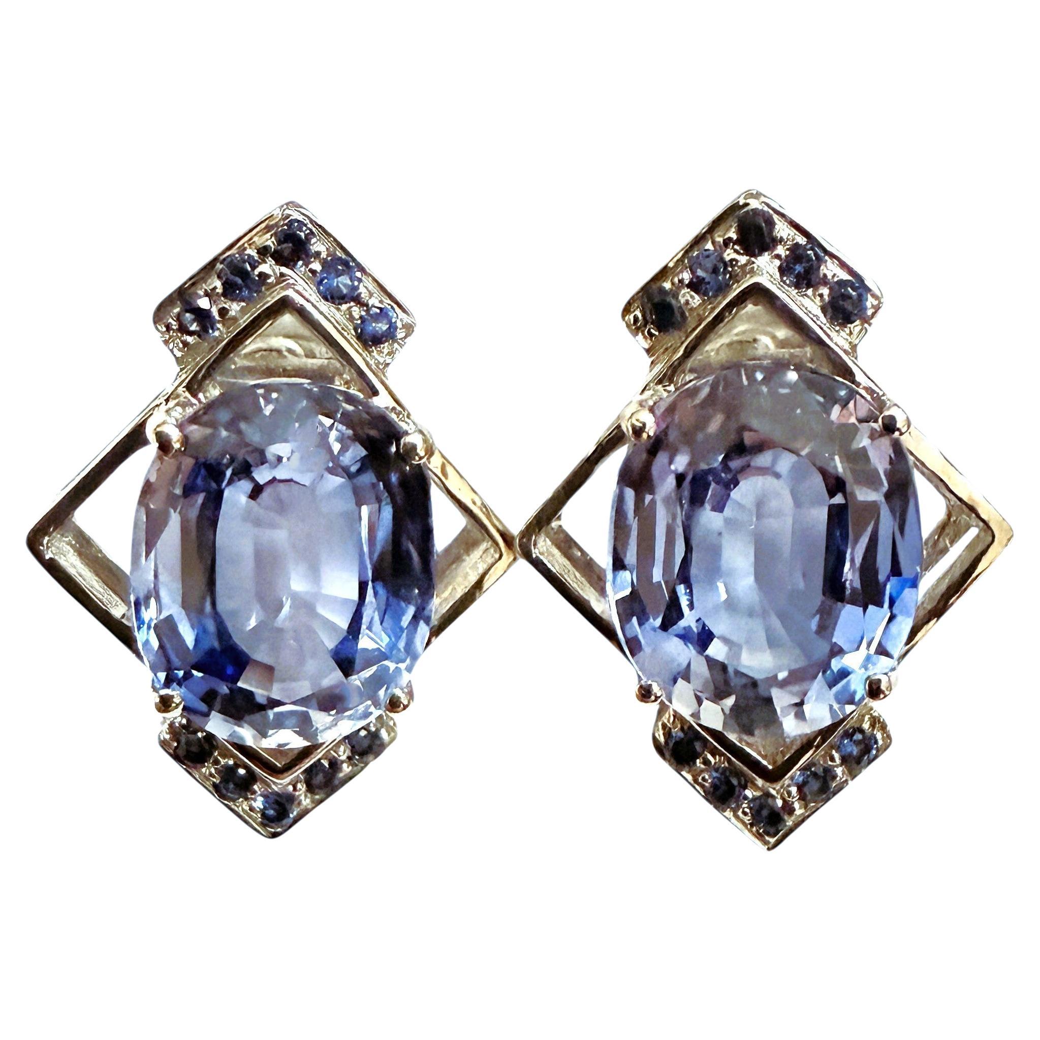 New 14.7 Carat Cornflower Blue 
Diamond Cut Sapphire Sterling Earrings