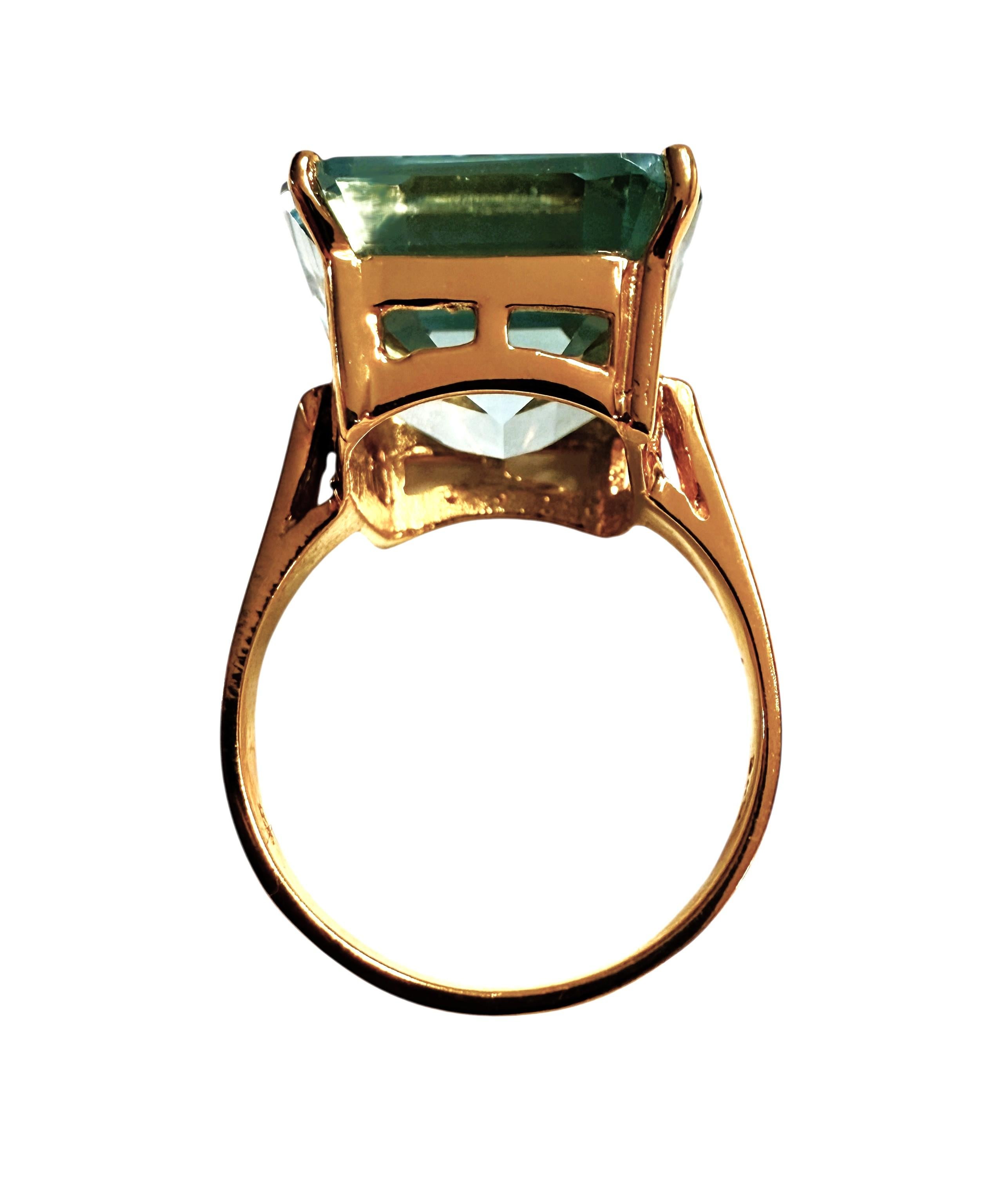 Neu 14,70 Karat Baguetteschliff Aquamarin Gelbgold Pl Sterling Silber Ring im Zustand „Hervorragend“ im Angebot in Eagan, MN