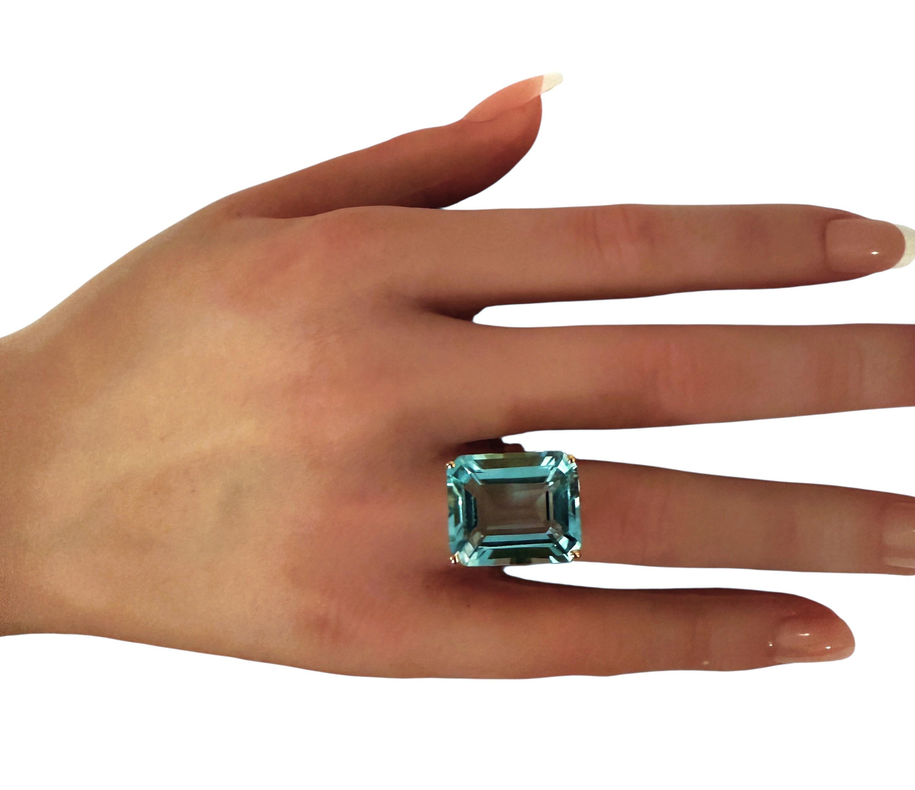 Neu 14,70 Karat Baguetteschliff Aquamarin Gelbgold Pl Sterling Silber Ring im Angebot 2