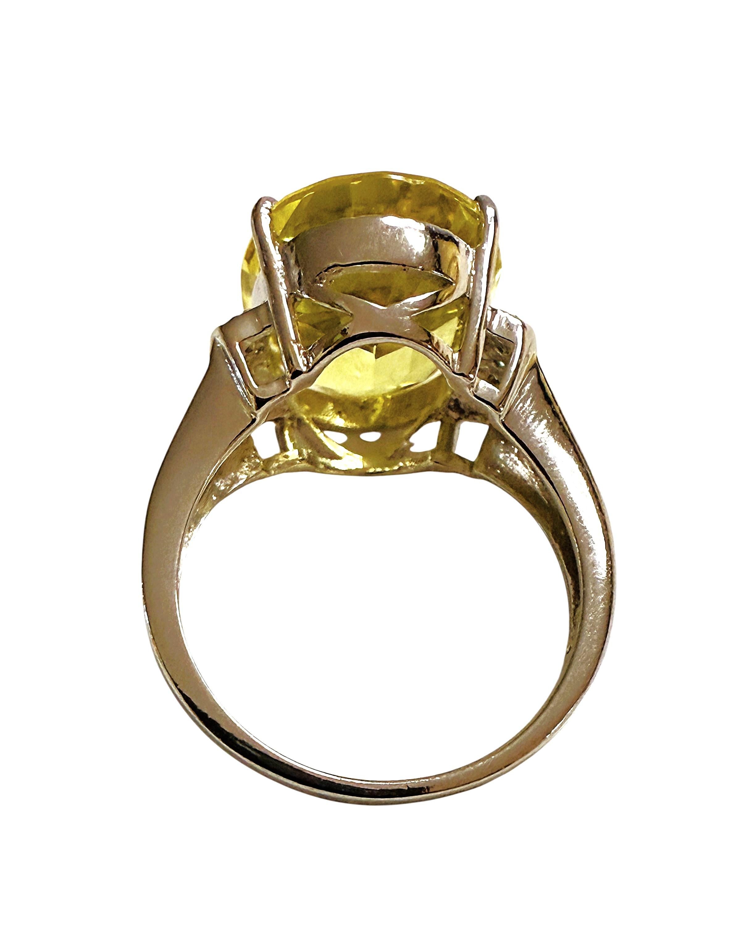 Neu 14,8 Karat Gelber Saphir & Diamantschliff Tsavorit Sterling Ring (Ovalschliff) im Angebot
