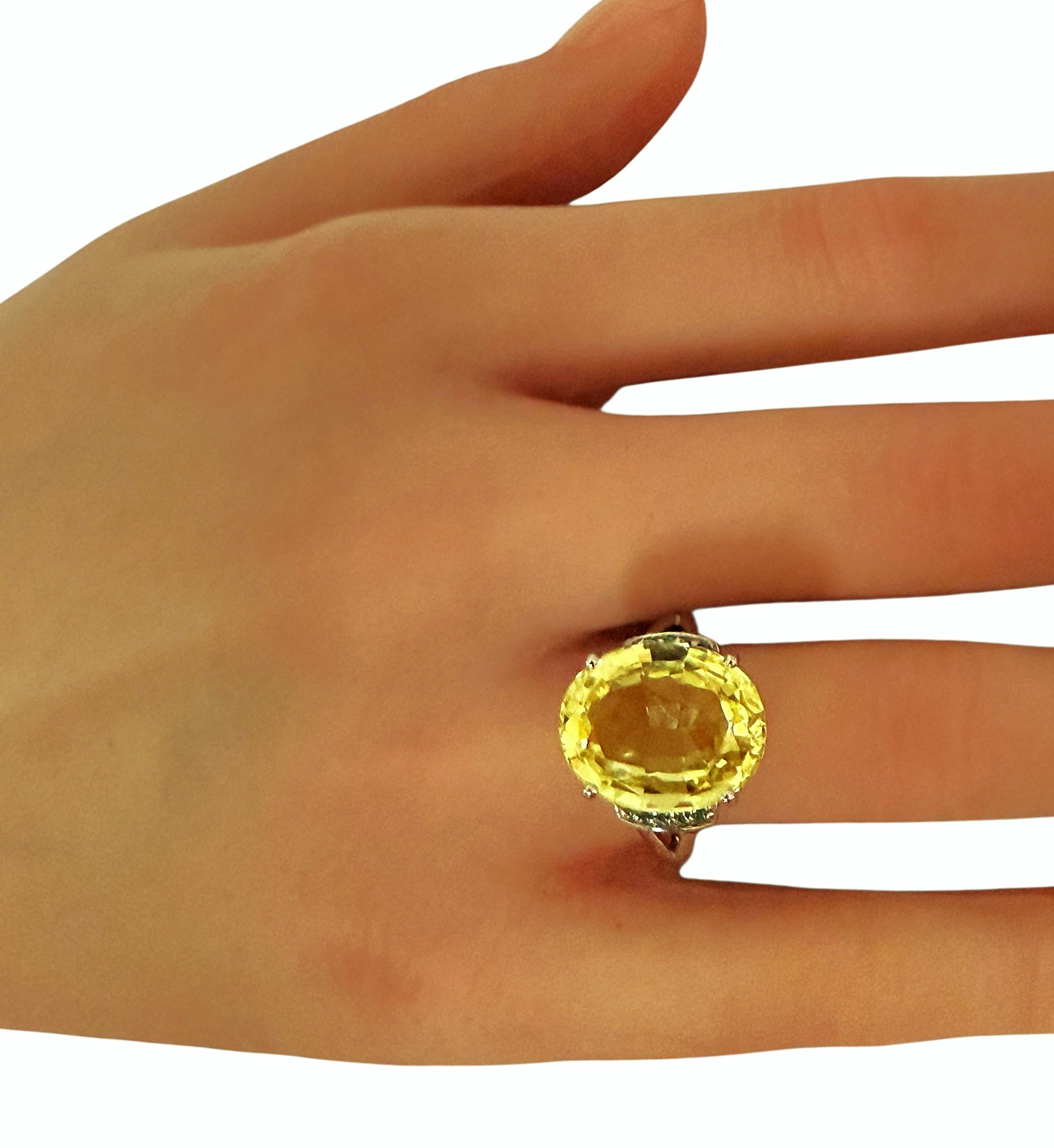 Neu 14,8 Karat Gelber Saphir & Diamantschliff Tsavorit Sterling Ring im Angebot 3