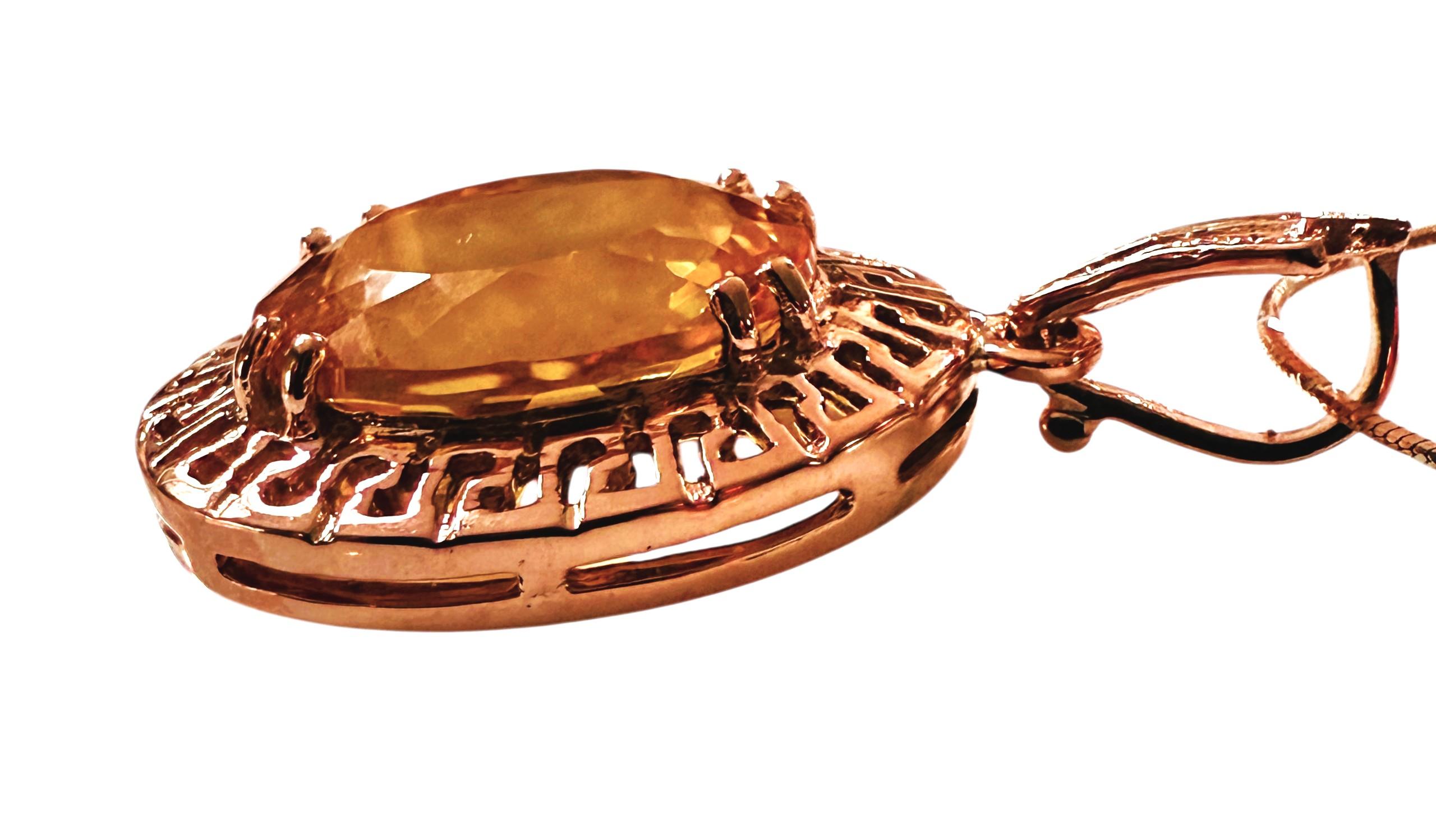 Nuevo 14,80 quilates citrino y zafiro corte diamante collar de oro rosa PL Sterling en venta 4