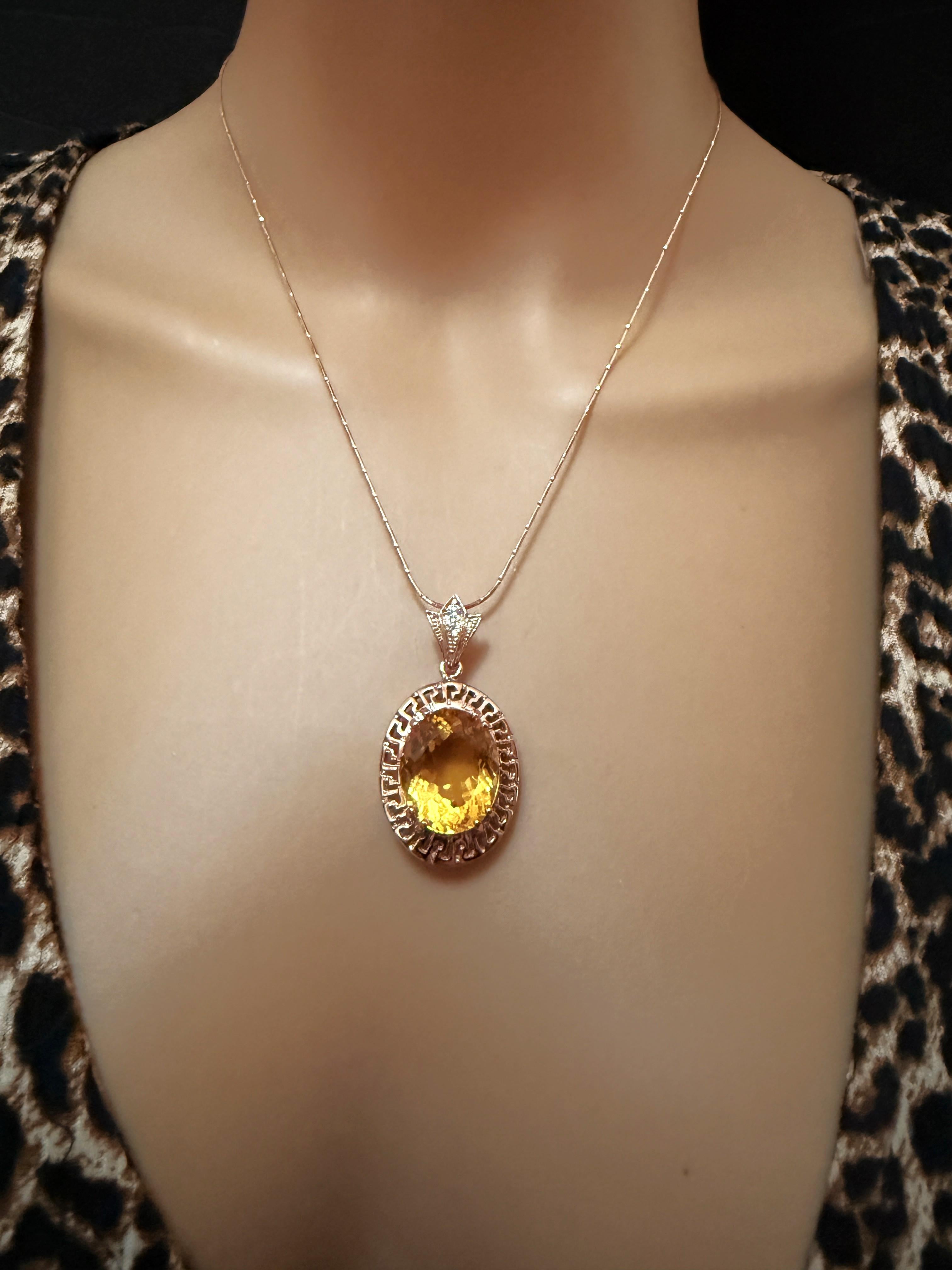 Nuevo 14,80 quilates citrino y zafiro corte diamante collar de oro rosa PL Sterling en Excelente estado para la venta en Eagan, MN