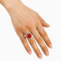New 14.90 Carat Padparadscha & Diamond Cut Sapphire 925 Sterling Ring