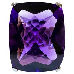 New 14.96 Carat Fancy cut Purple Amethyst Sterling Ring Size 7.75