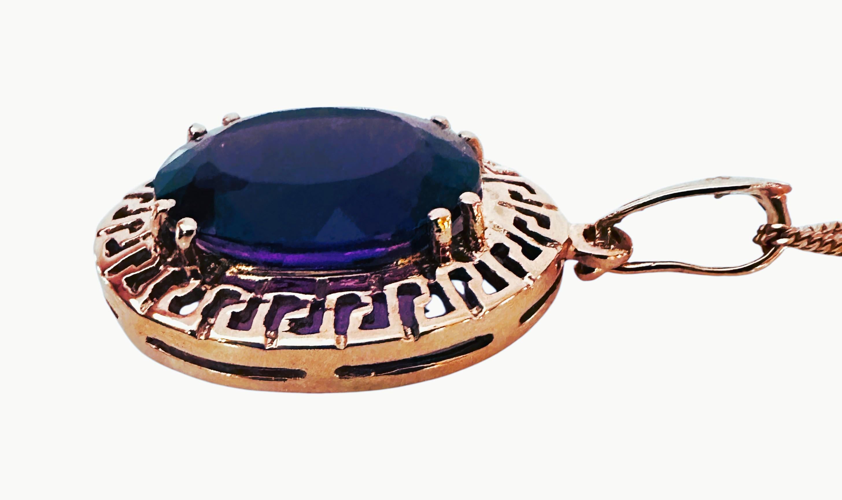 Neu 14,Karat Amethyst & Diamantschliff Saphir Rose Gold PL Anhänger Halskette 18