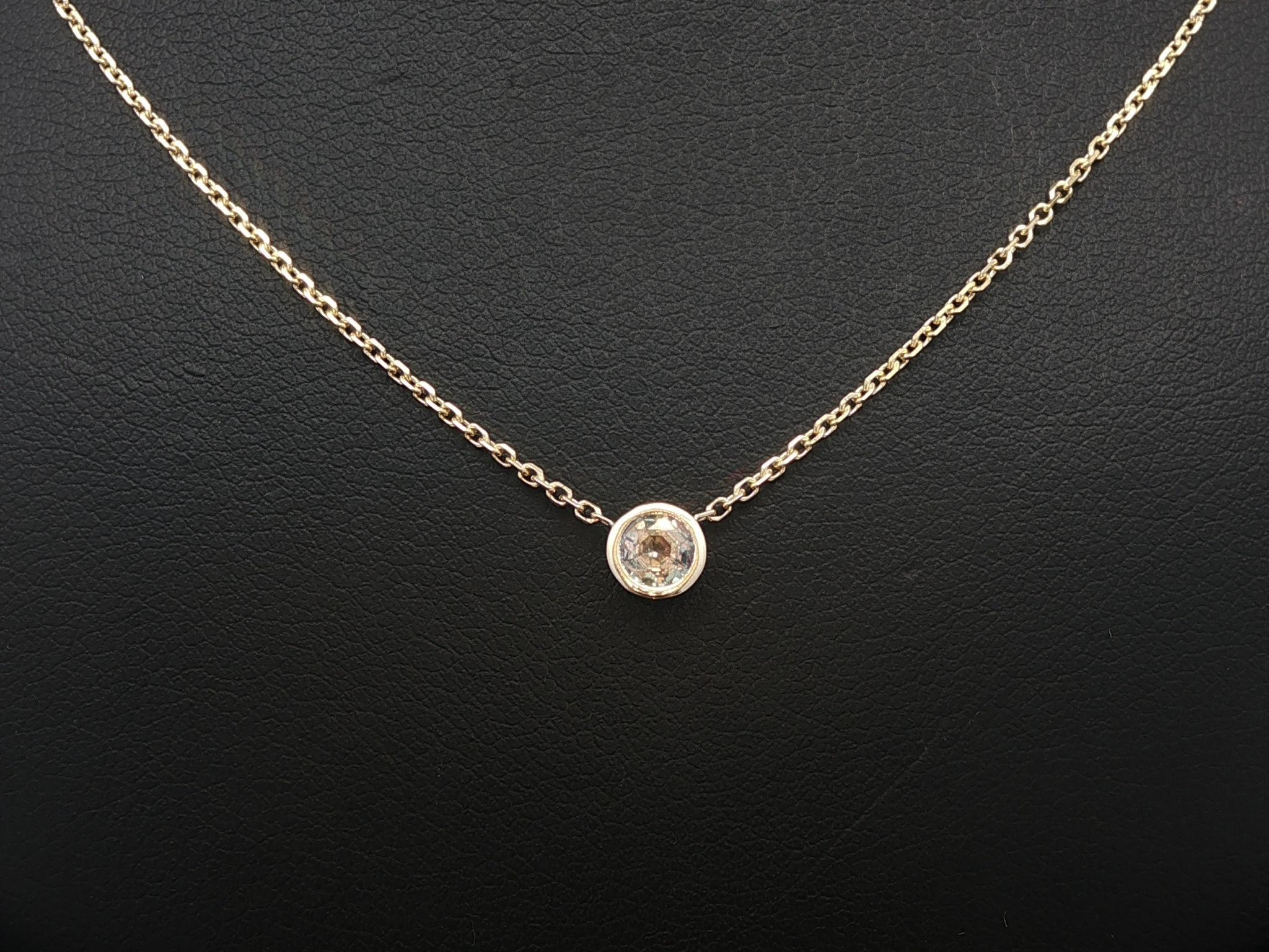 New 14k Gold 0.24ct Brazil Color Change Alexandrite Solitaire Pendant Necklace For Sale 3