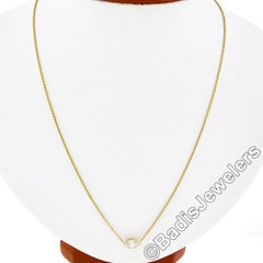 NEW 14K Gold 0.52ct Marquise Bezel Diamond Solitaire Eye Shape Pendant Necklace
