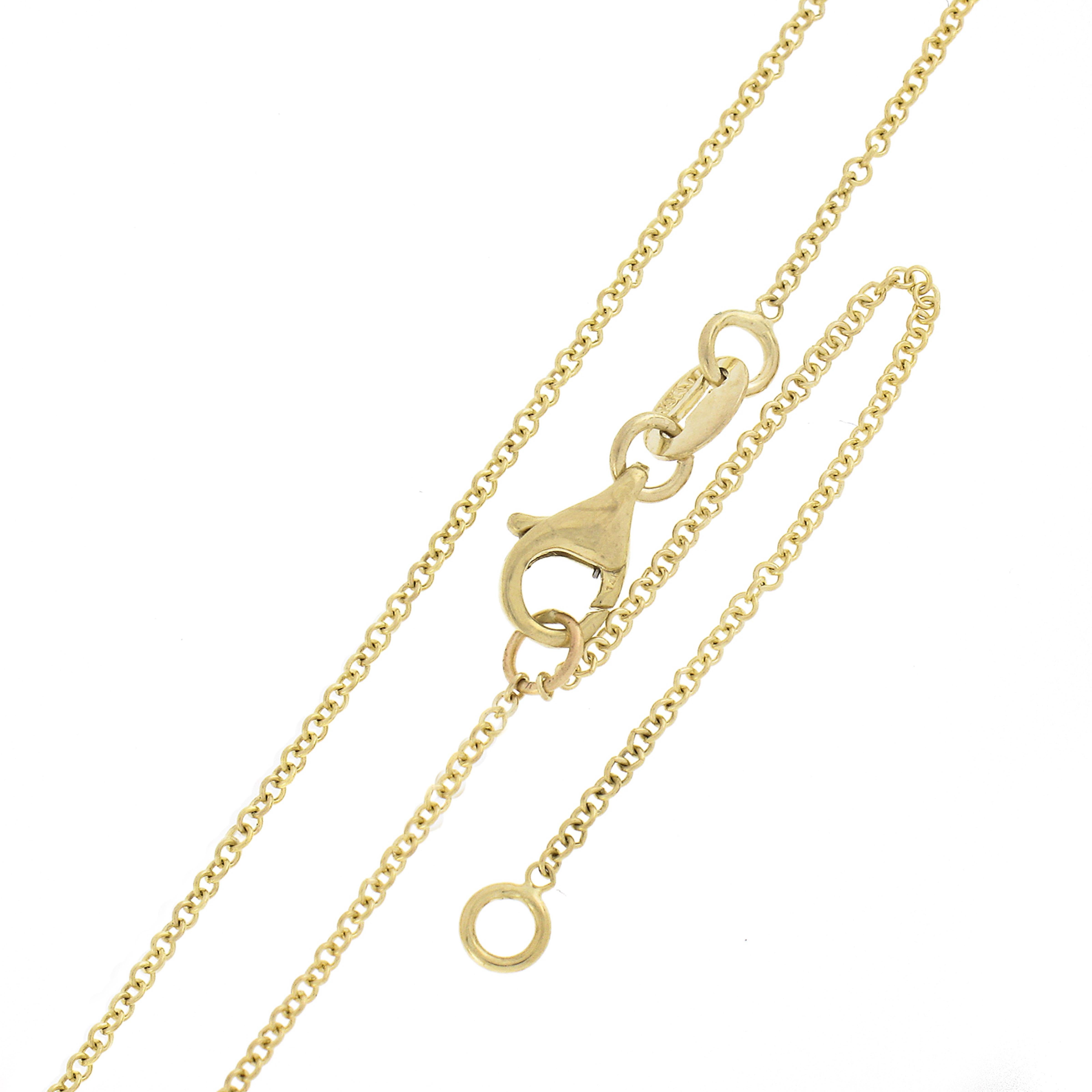 NEW 14K Gold 0.66ctw Oval Cut Sideways Emerald Petite Solitaire Pendant Necklace For Sale 2