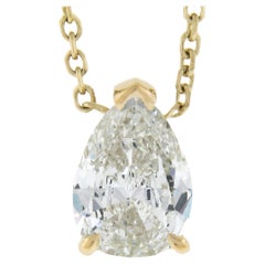 NEW 14k Gold 0.81ct GIA Pear Prong Diamond Tear Drop Solitaire Pendant 
Chain