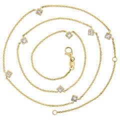 NUEVO Collar de oro de 14 quilates de 1,14 ctw con cadena de diamantes princesa en bisel