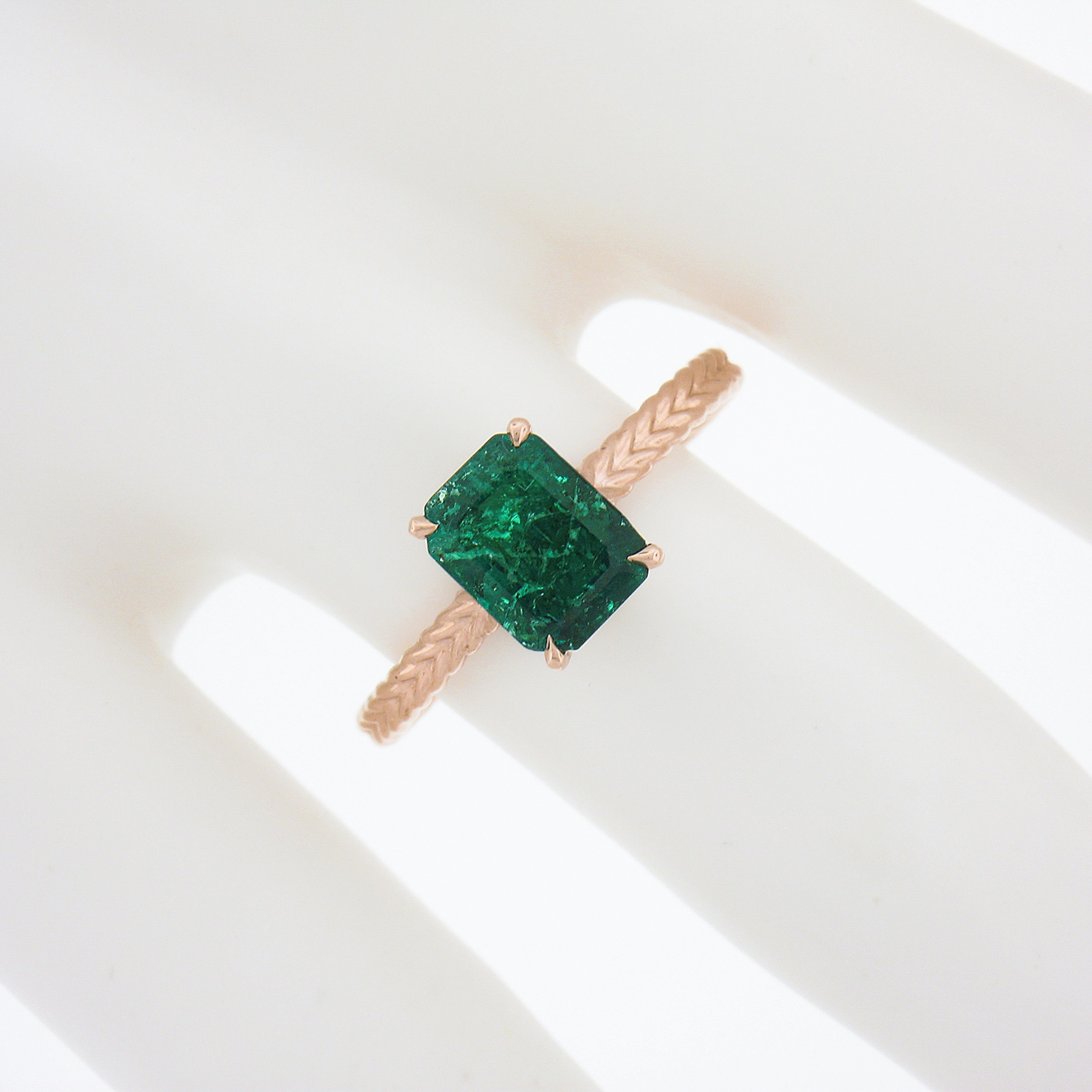 Neuer 14k Gold 1,43 Karat GIA achteckiger Zackengrüner Smaragd Solitär Verlobungsring im Zustand „Neu“ im Angebot in Montclair, NJ