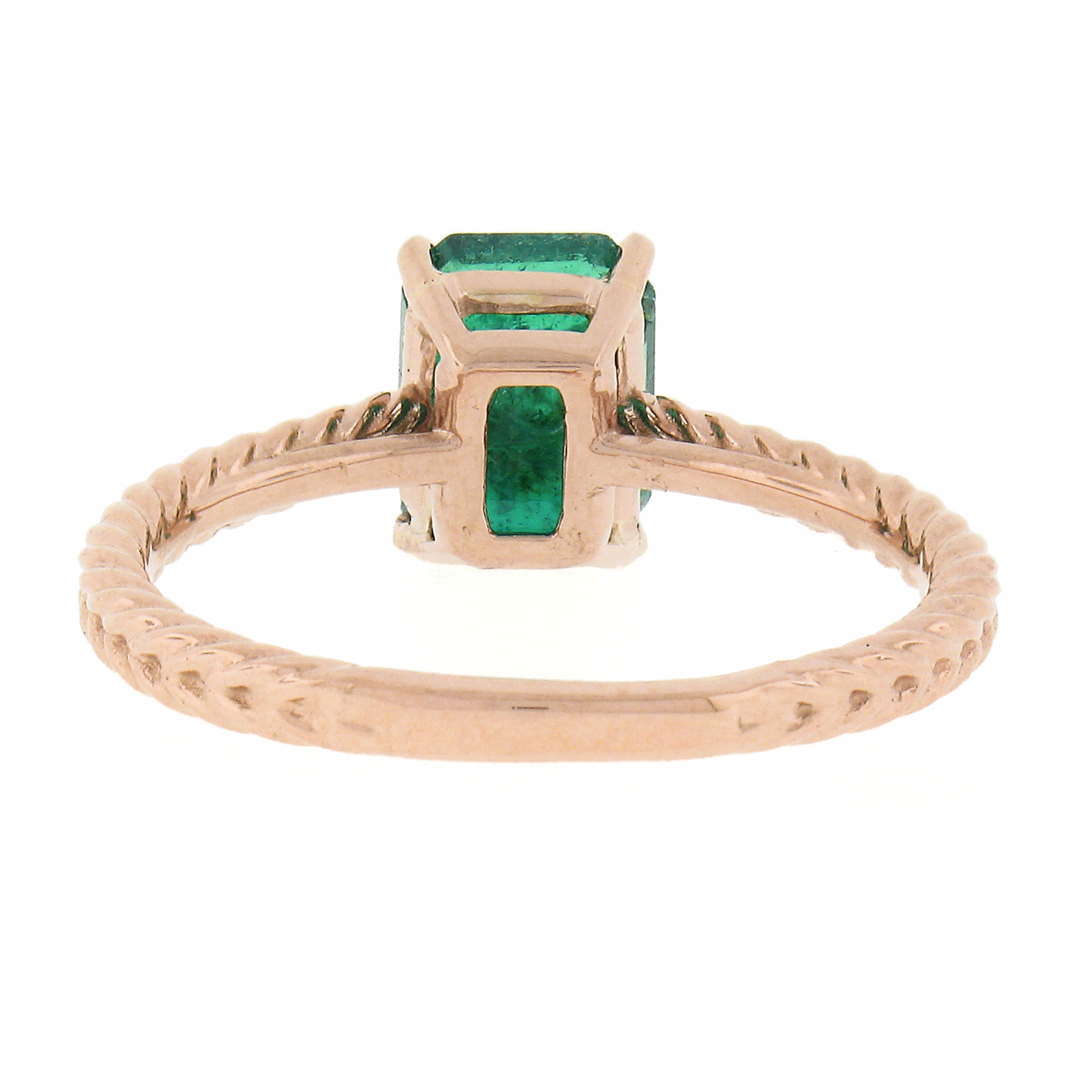 Neuer 14k Gold 1,43 Karat GIA achteckiger Zackengrüner Smaragd Solitär Verlobungsring im Angebot 2