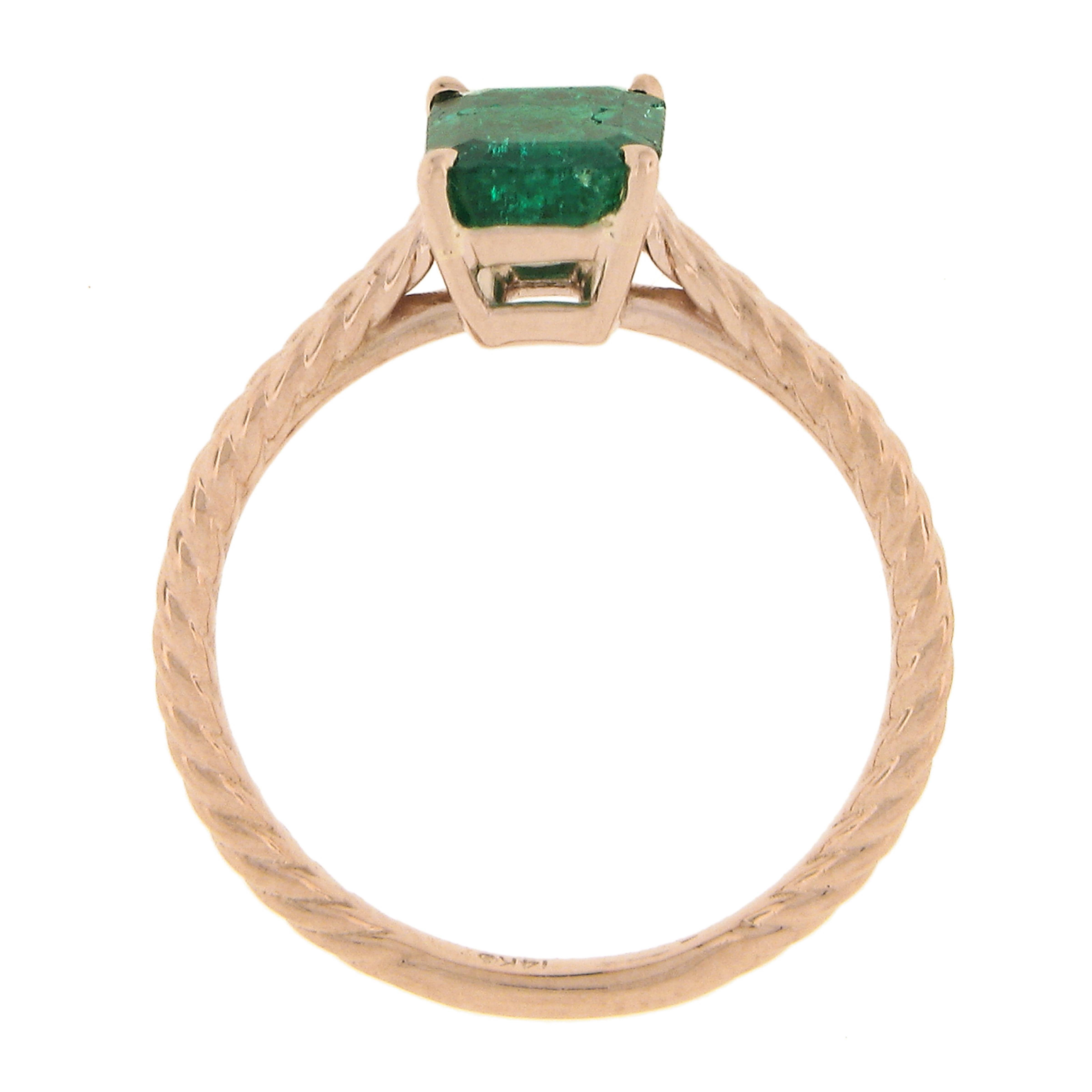 Neuer 14k Gold 1,43 Karat GIA achteckiger Zackengrüner Smaragd Solitär Verlobungsring im Angebot 3