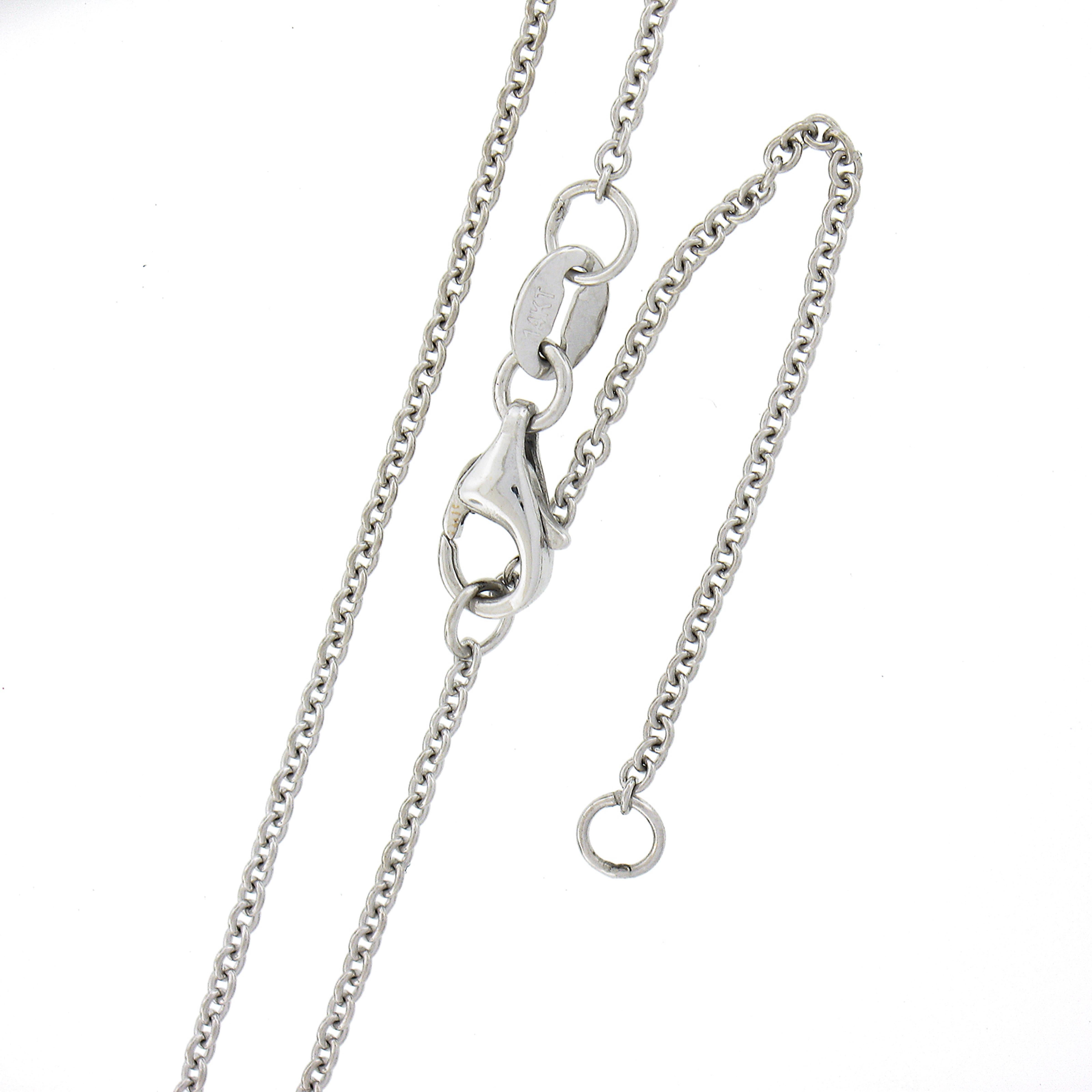 Women's New 14k Gold 1.86ct Square Step Aquamarine & Diamonds Pendant & Adjustable Chain For Sale