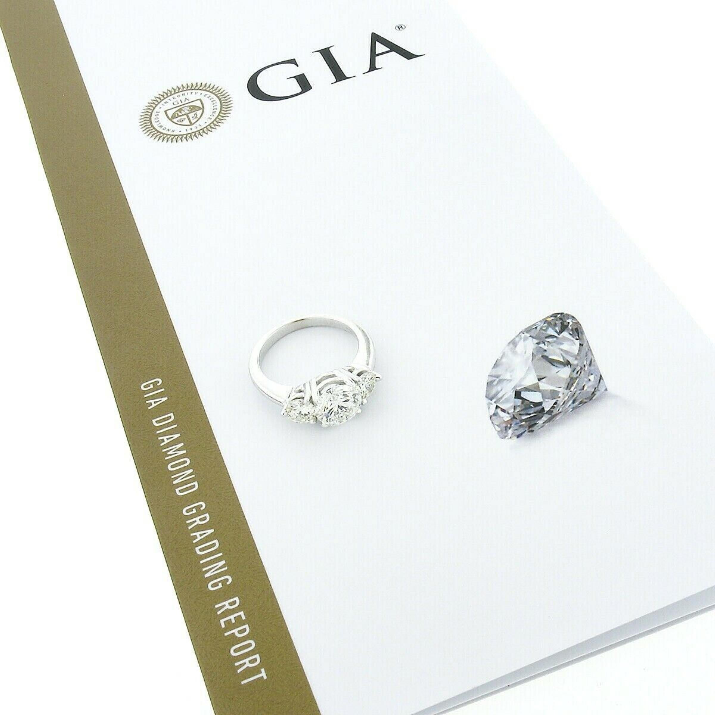 14K Gold 2.69ctw GIA Triple Excellent Round Diamond 3 Stone Engagement Ring 4